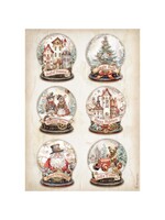 Stamperia A4 Rice Paper Gear up for Christmas, Snowglobes