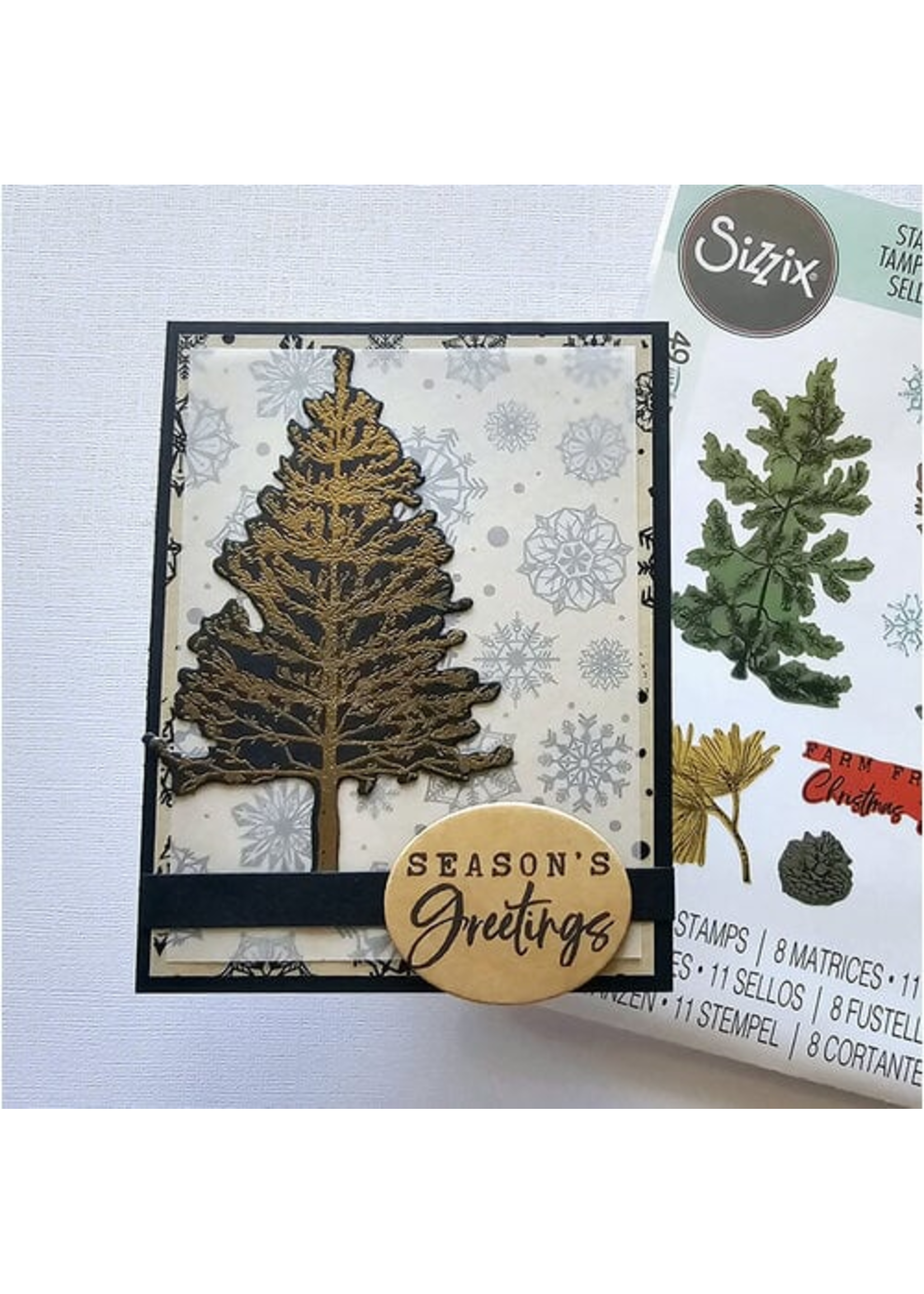 Sizzix 49 & Market Stamps w/Framelits, Pine Holidays