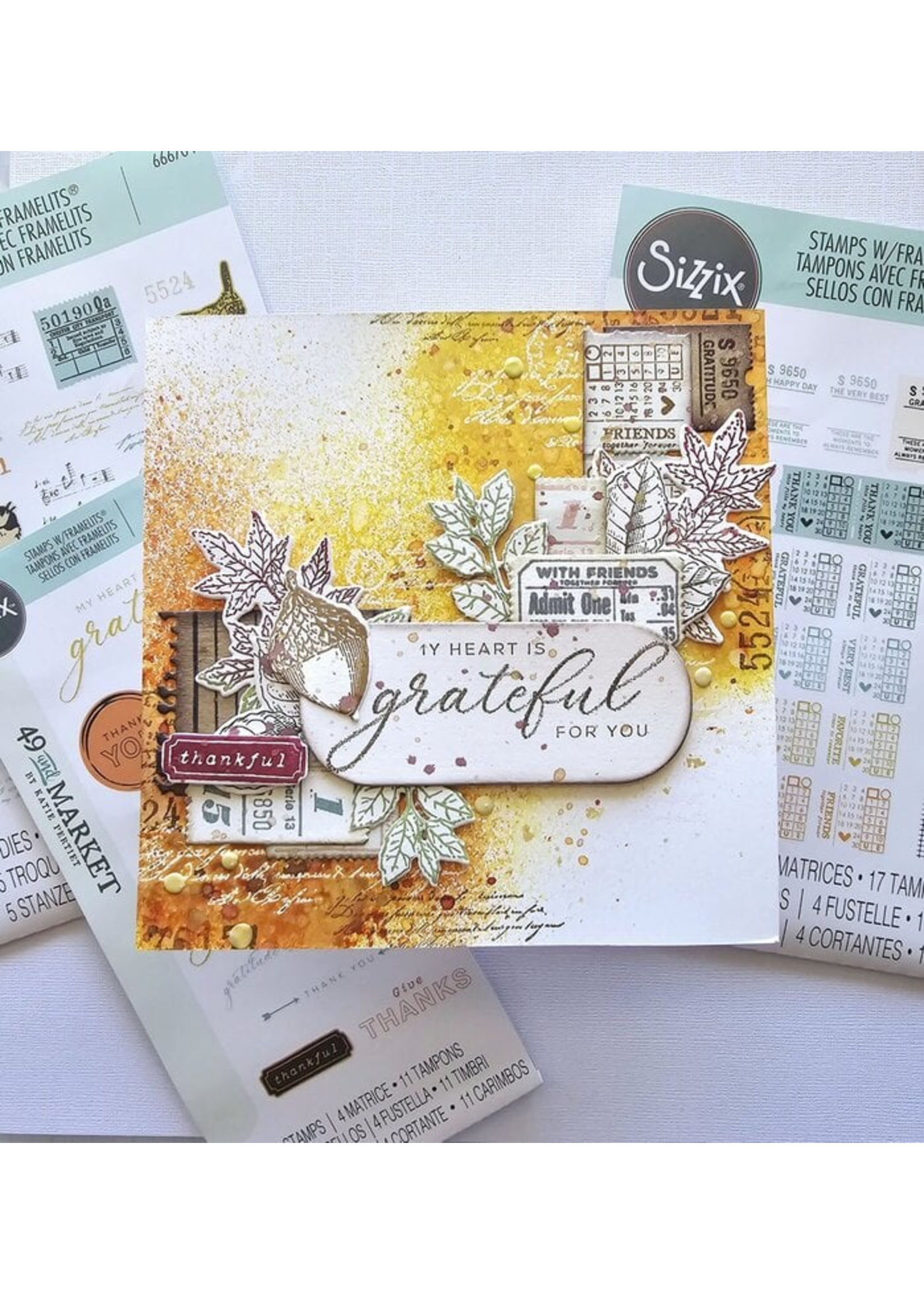 Sizzix 49 & Market Stamps w/Framelits, Forever Leaves