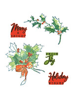 Sizzix 49 & Market Stamps w/Framelits, Pencil Line Holly