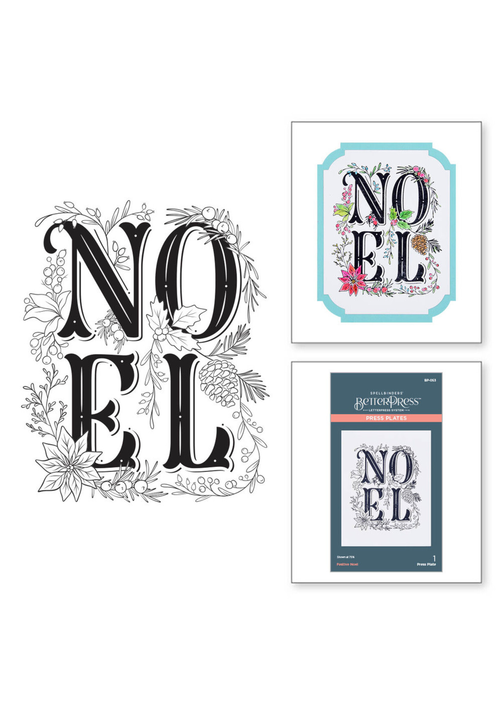 Spellbinders BetterPress Plate. Festive Noel