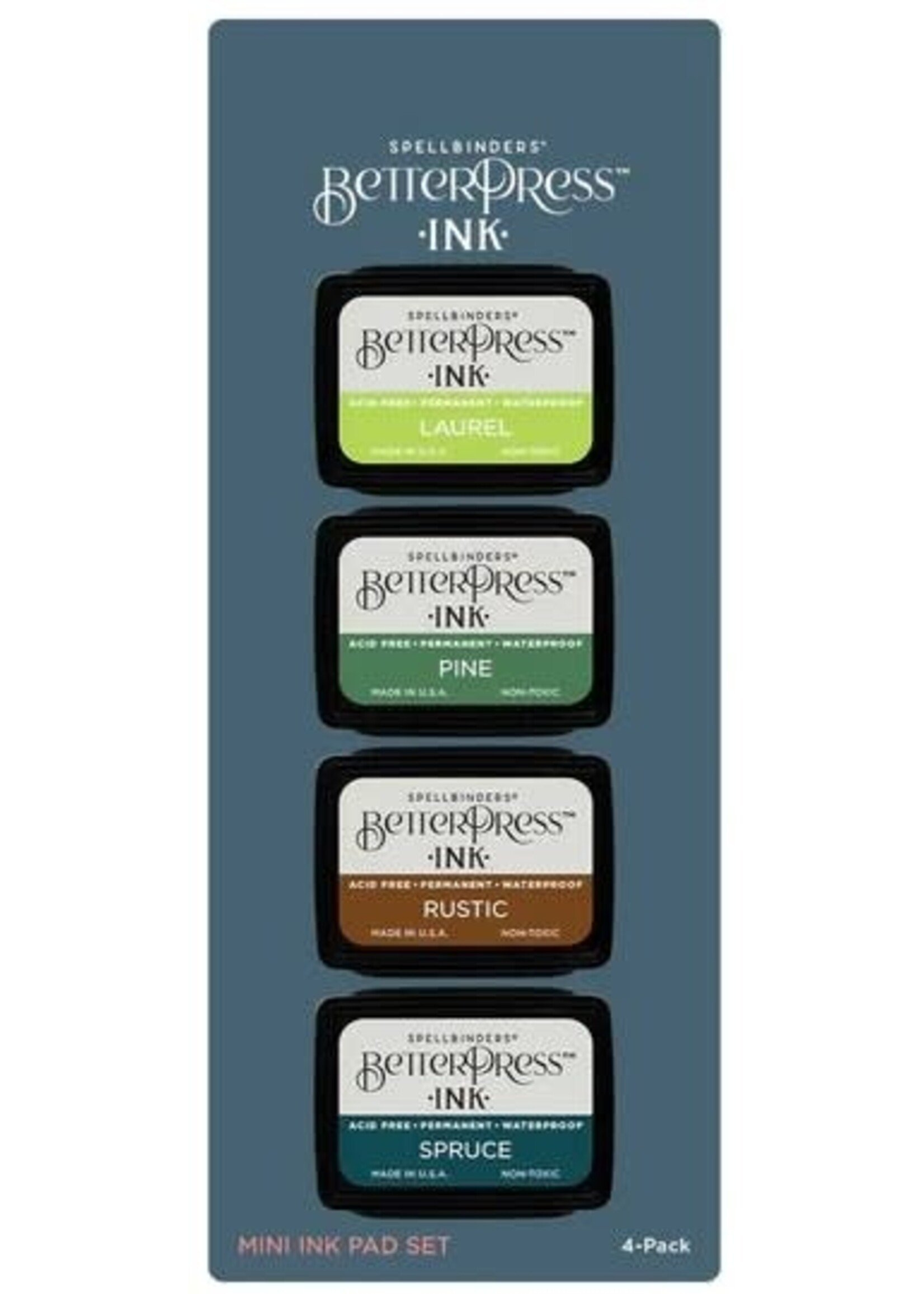 Spellbinders BetterPress Mini Ink Pad Set, Woodlands BPI-024