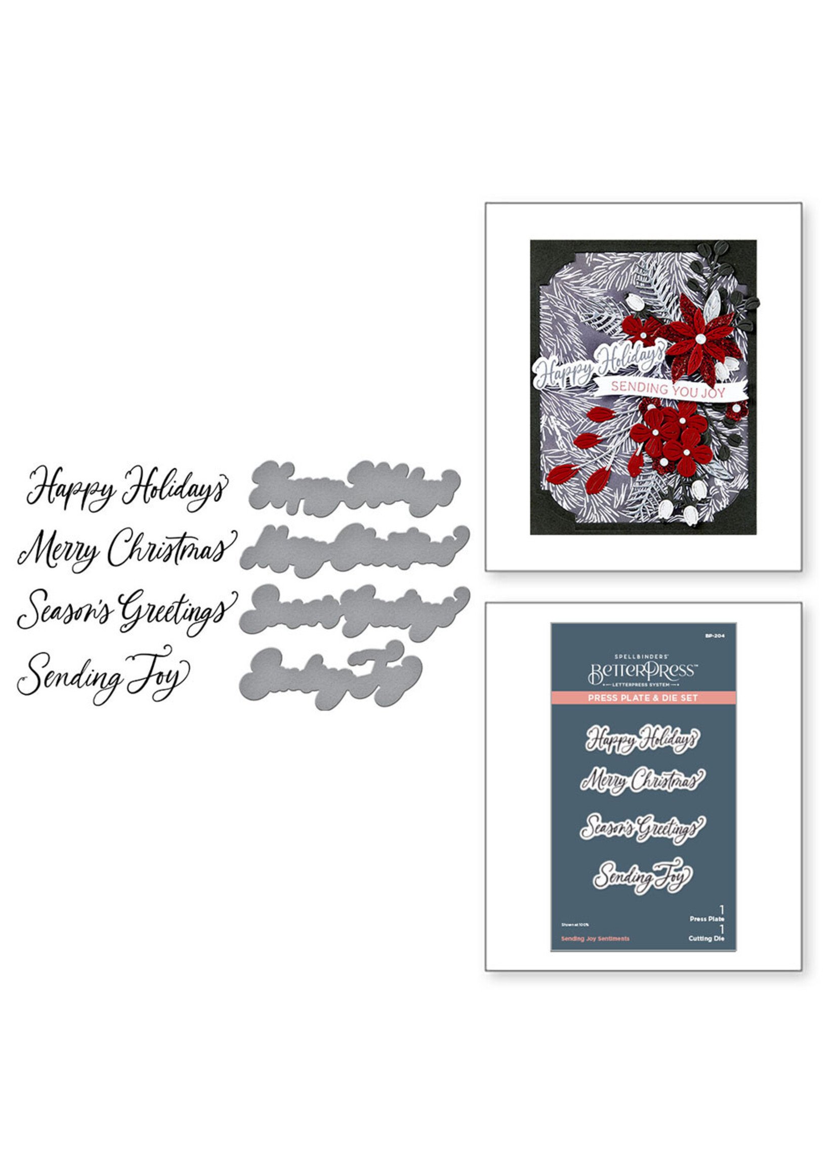 Spellbinders BetterPress Plate & Die Set, Sending Joy Sentiments