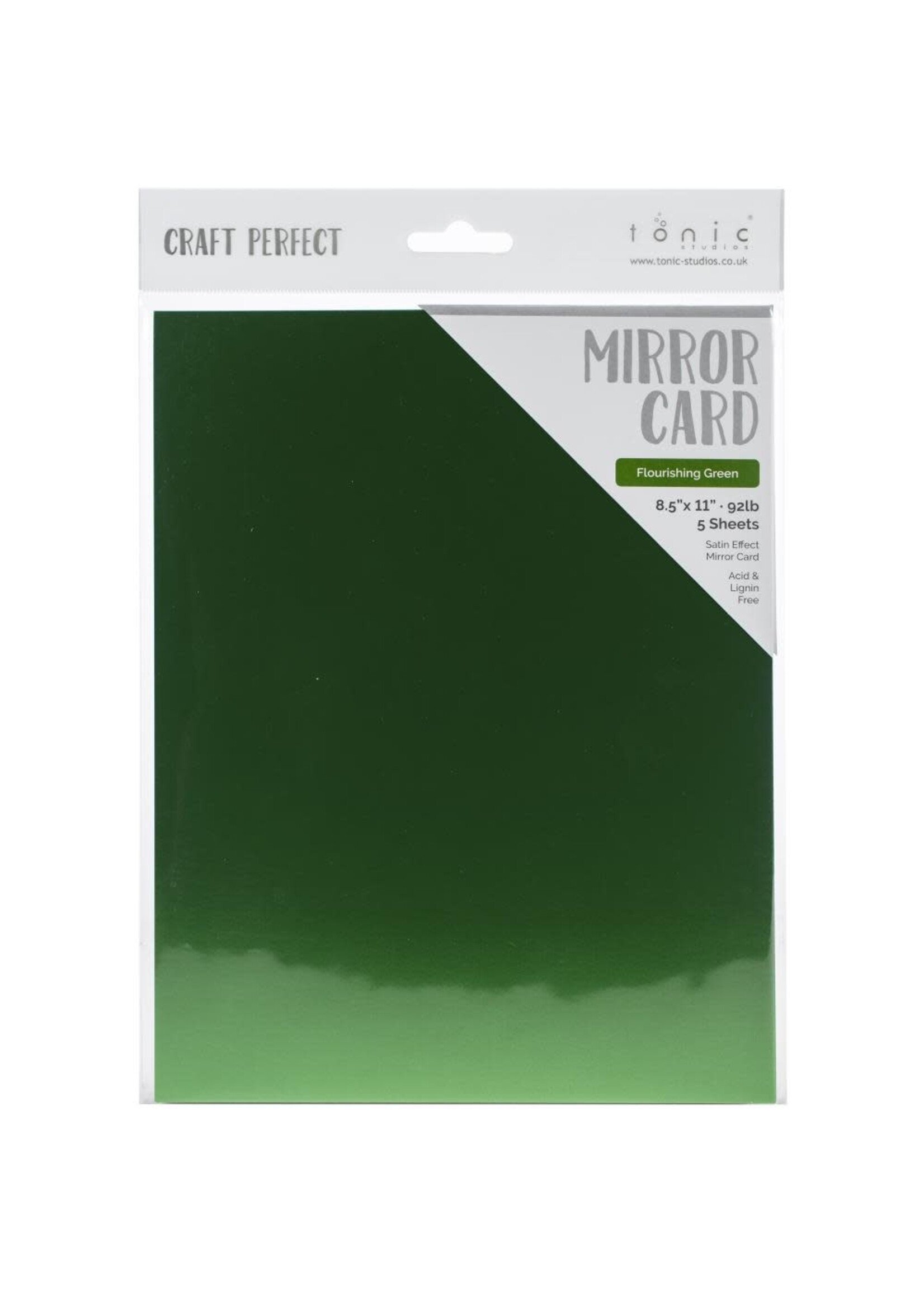 Tonic Studios Craft Perfect Satin Effect Mirror Cardstock, Flourishing Green (per sheet)