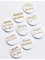 Memory Box Open Studio Foil Greeting Tabs, Happy Birthday White Circle