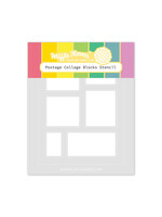 Waffle Flower Stencil, Postage Collage Blocks