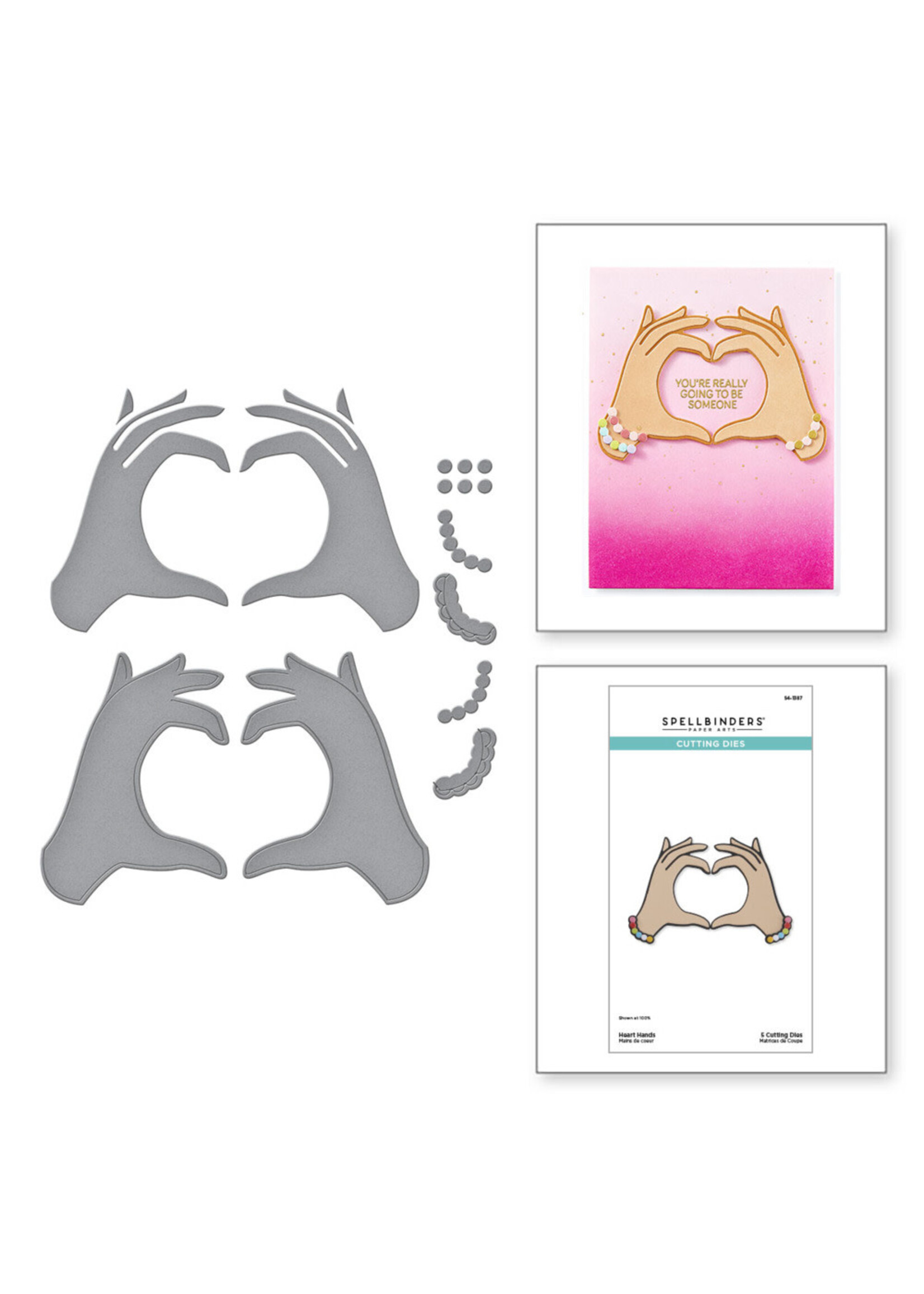Spellbinders Die, Heart Hands Etched