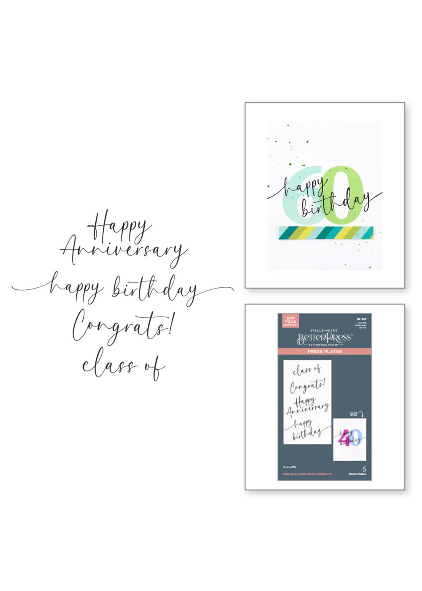 Spellbinders BetterPress Plate, Sweeping Celebration Sentiments