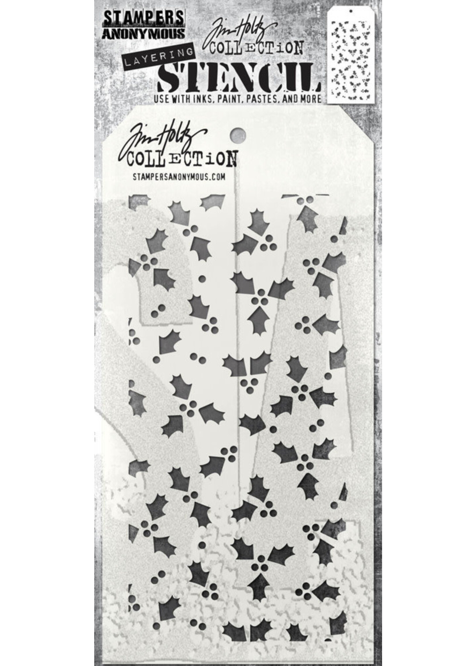 Stampers Anonymous Tim Holtz Layering Stencil, Tiny Holly