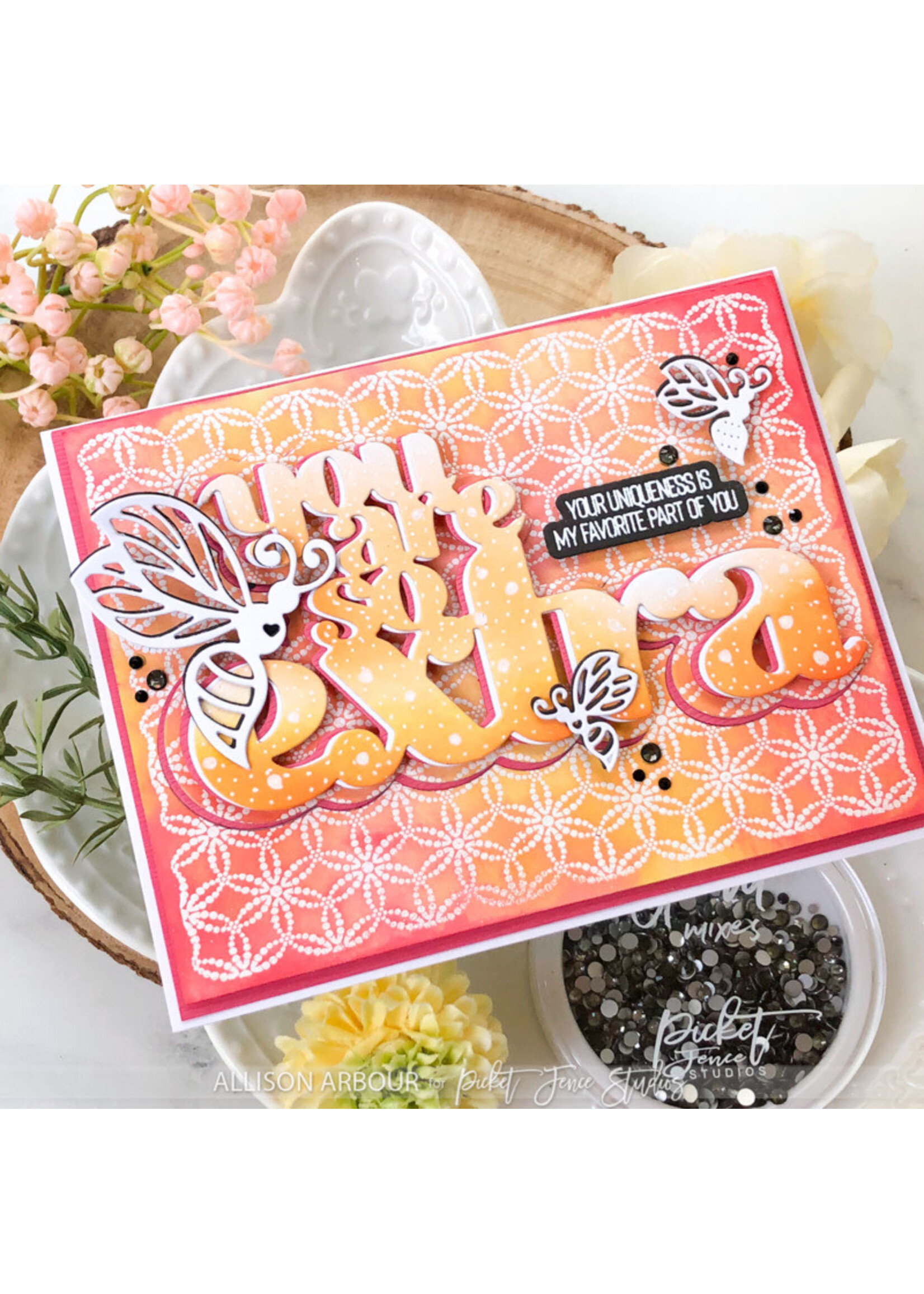 Picket Fence Studios Stamp, Polka Dot Flora