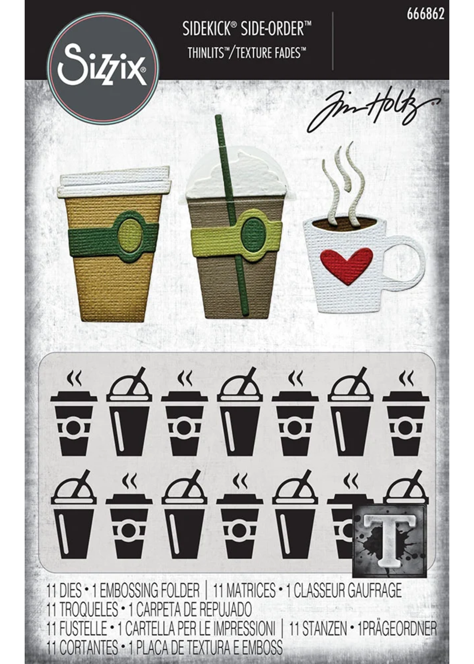 Sizzix Tim Holtz Sidekick Side Order Thinlits, Fresh Brewed