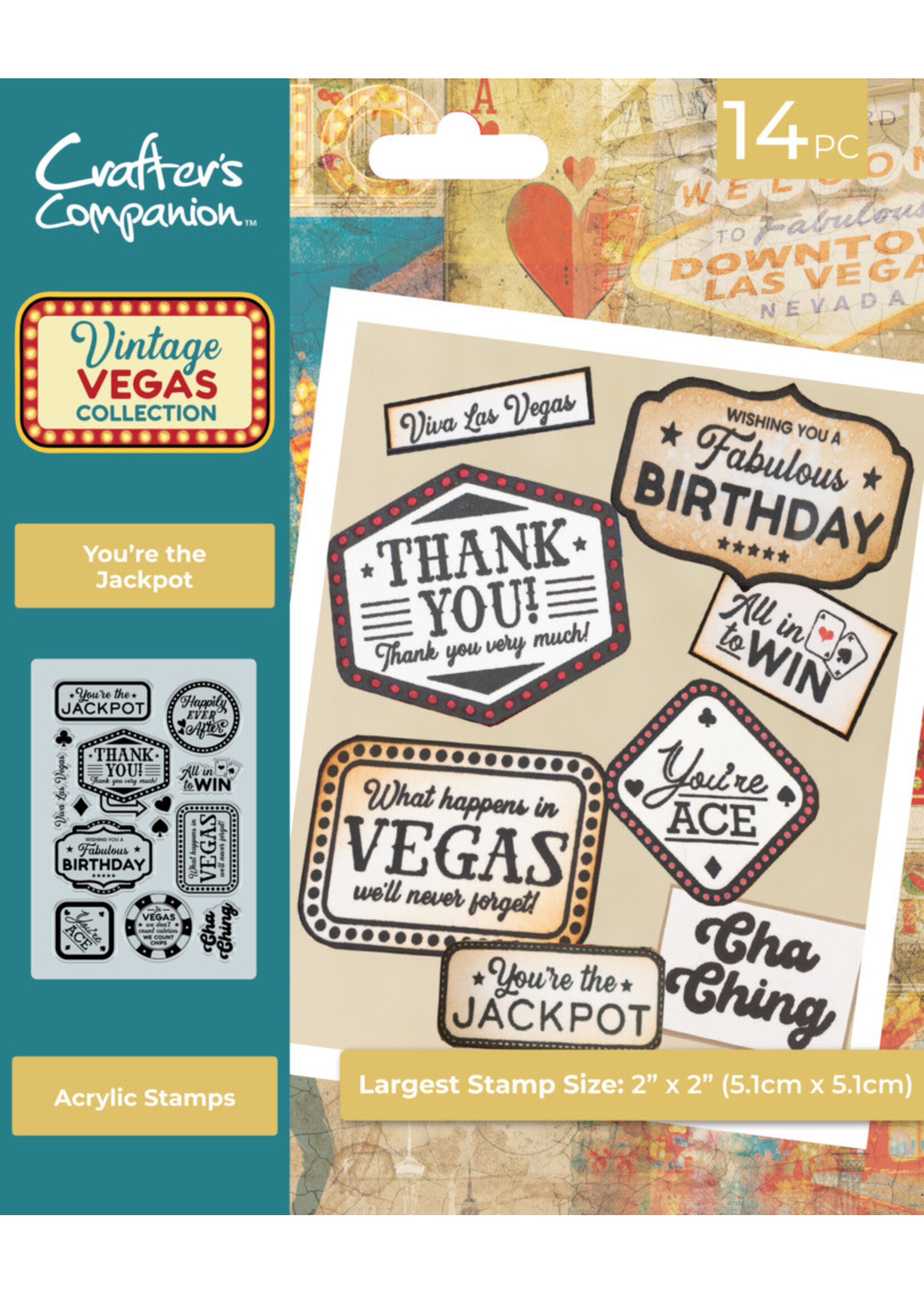 Crafter's Companion Stamp, Vintage Vegas Collection - You're The Jackpot