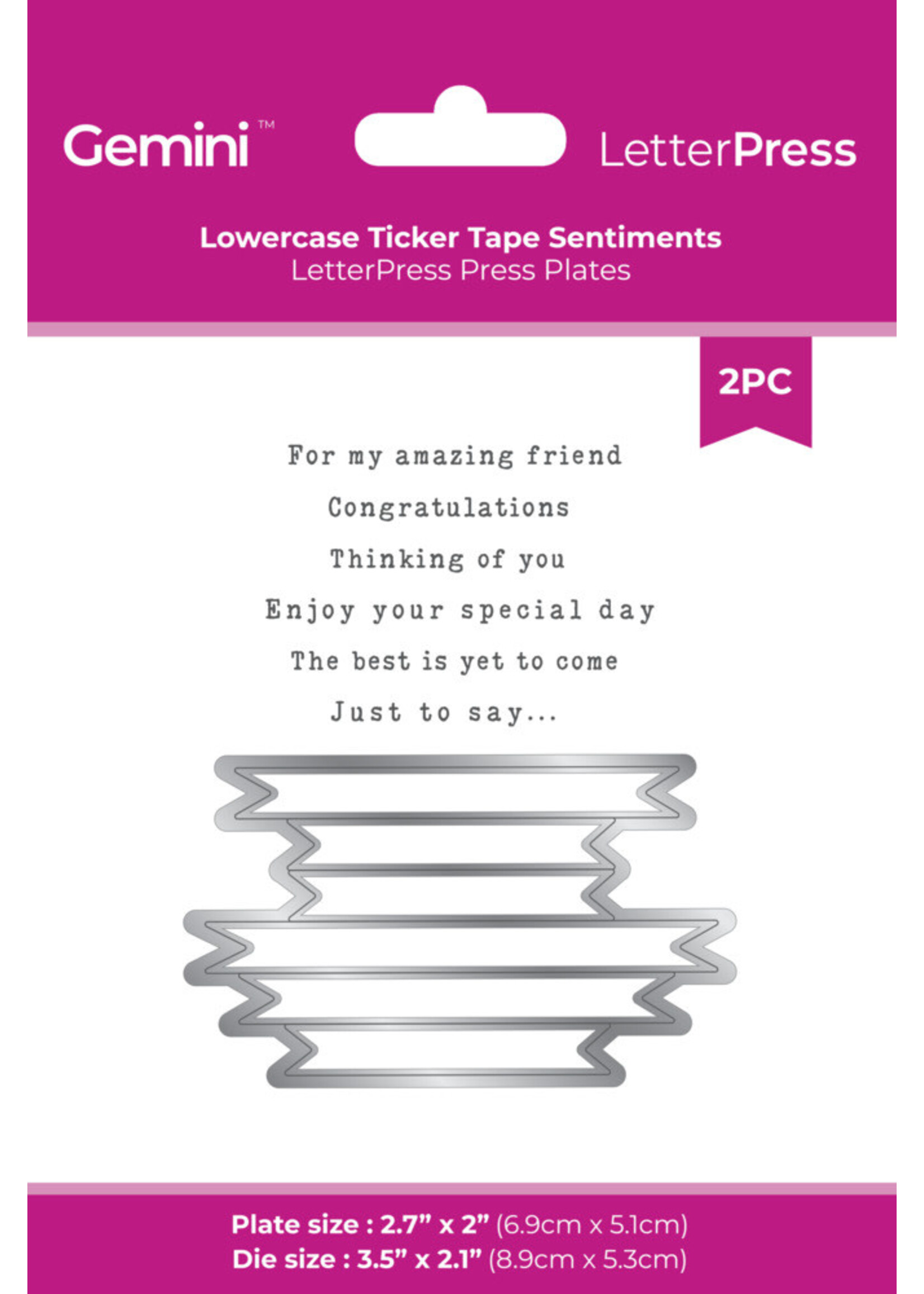 Crafter's Companion LetterPress Plate & Die, Lowercase Ticker Tape Sentiments