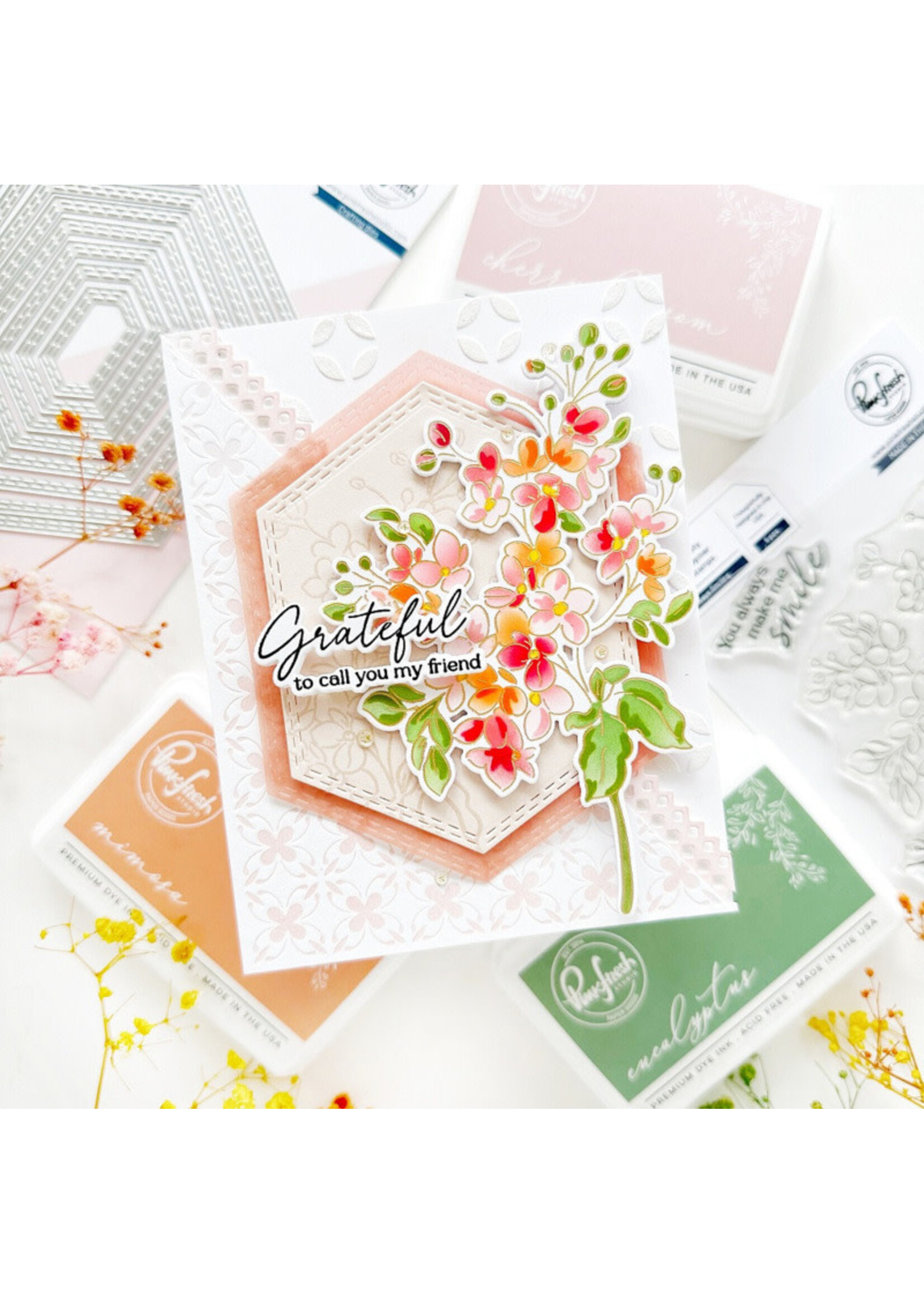 Pink Fresh Studio Die, Nested Hexagons Double Stitch