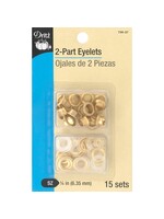 Dritz 2 Part Eyelets 1/4", Matte Gold
