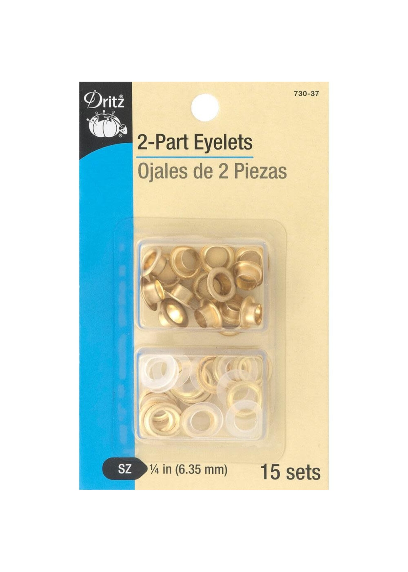 Dritz 2 Part Eyelets 1/4", Matte Gold