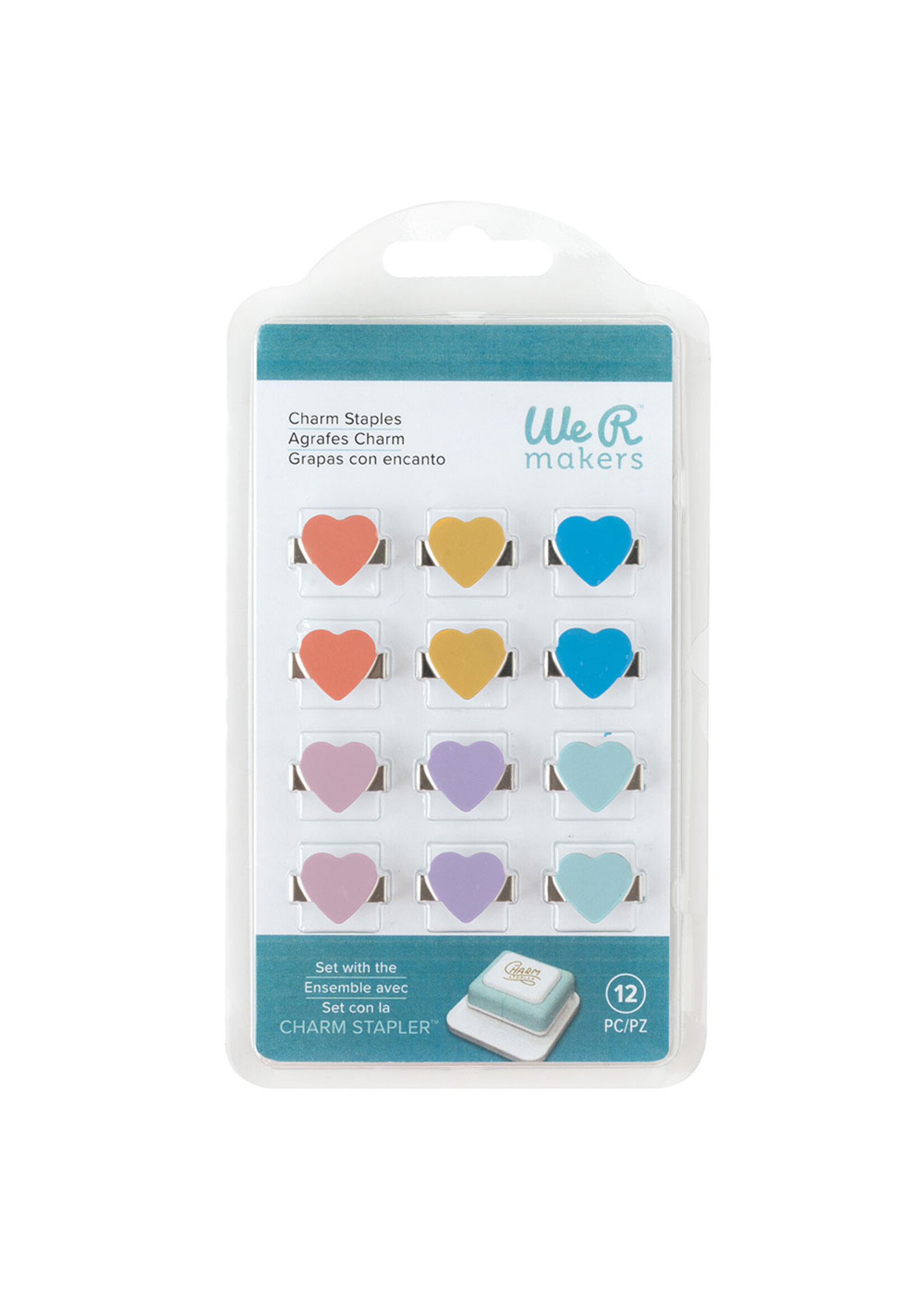 We R Makers Charm Staples, Metal Heart - Multi Colours