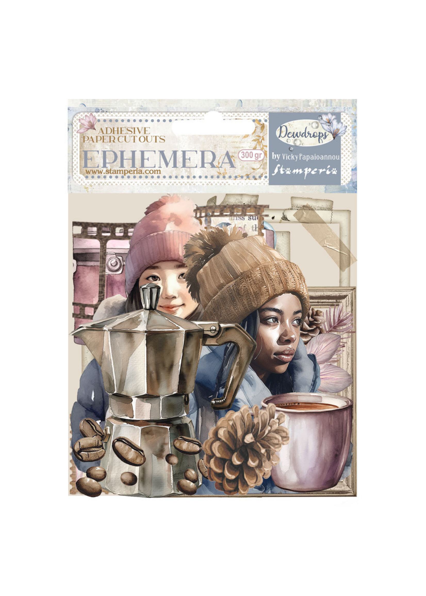 Stamperia Adhesive Ephemera, Create Happiness Dewdrops