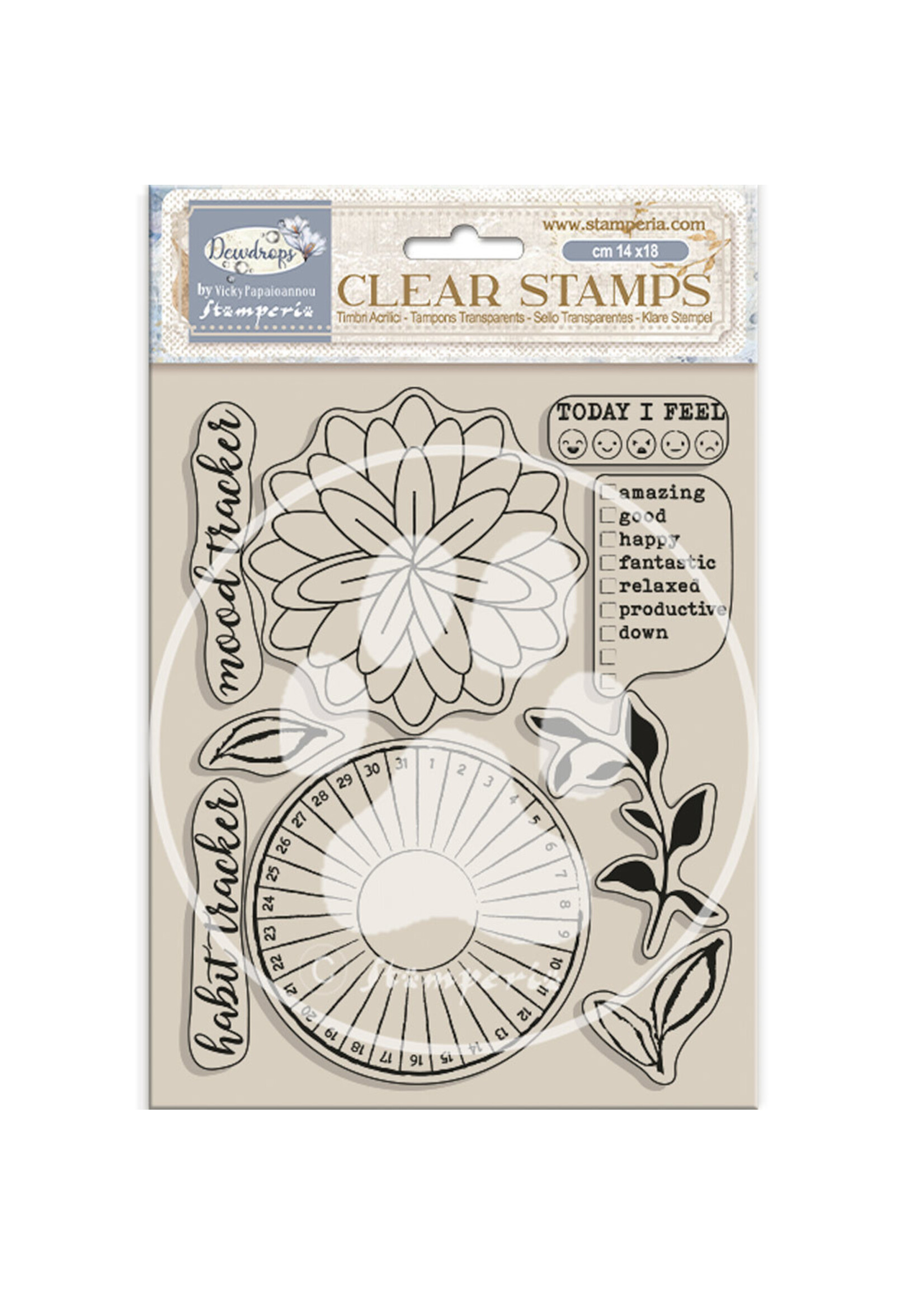 Stamperia Stamperia Clear Stamp, Create Happiness Dewdrops - Habit Tracker
