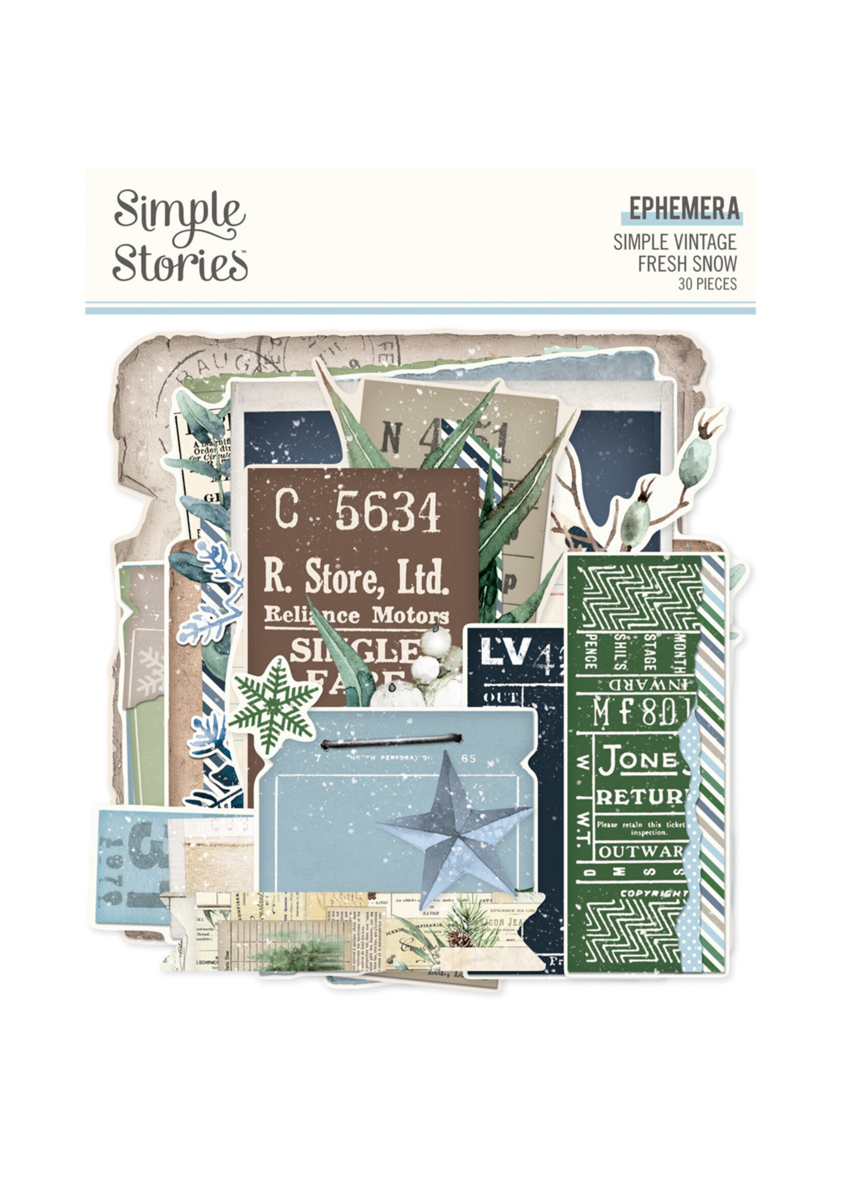 Simple Stories Ephemera, Simple Vintage Fresh Snow