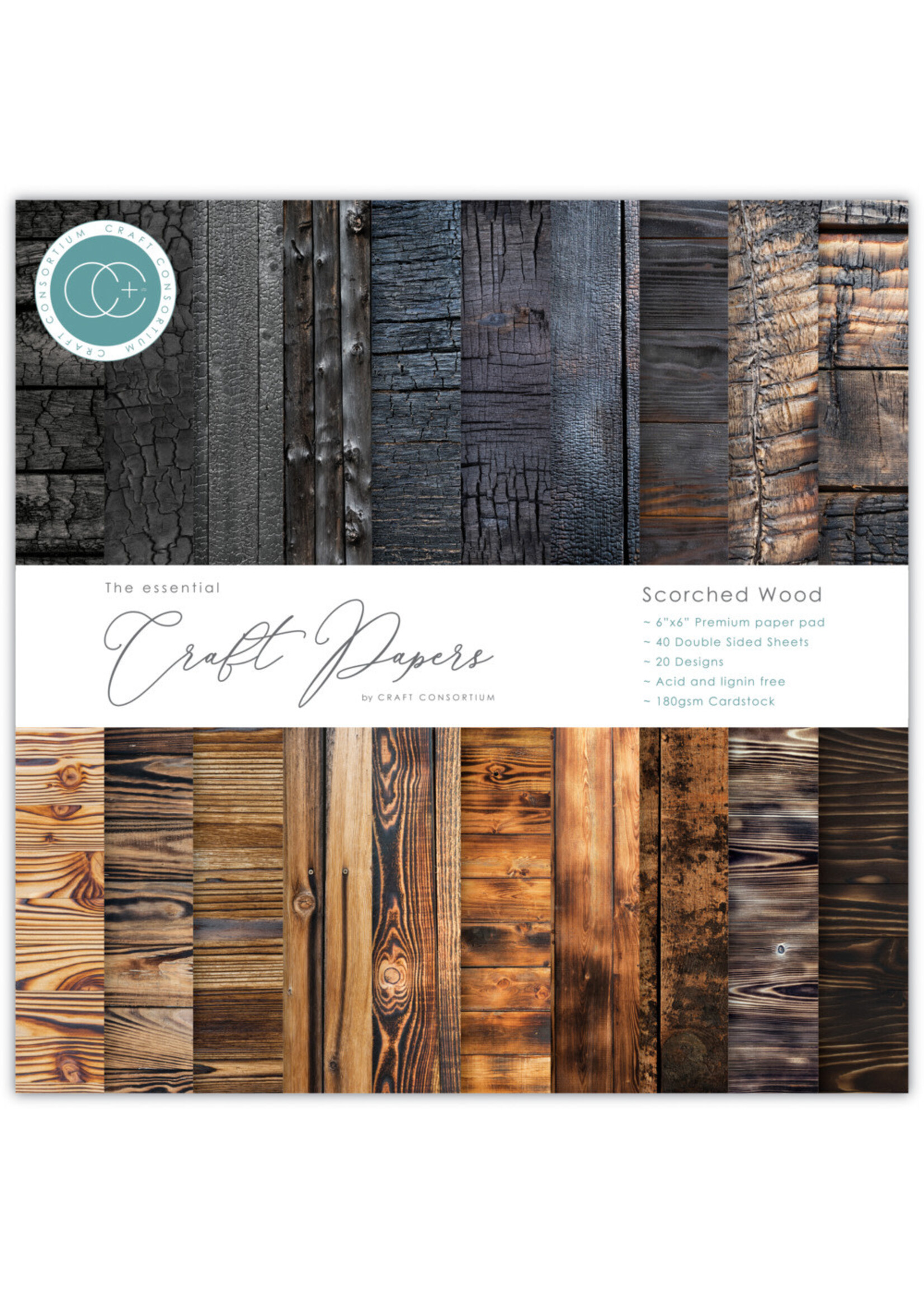 Craft Consortium 6x6 Paper Pad, Scorched Wood