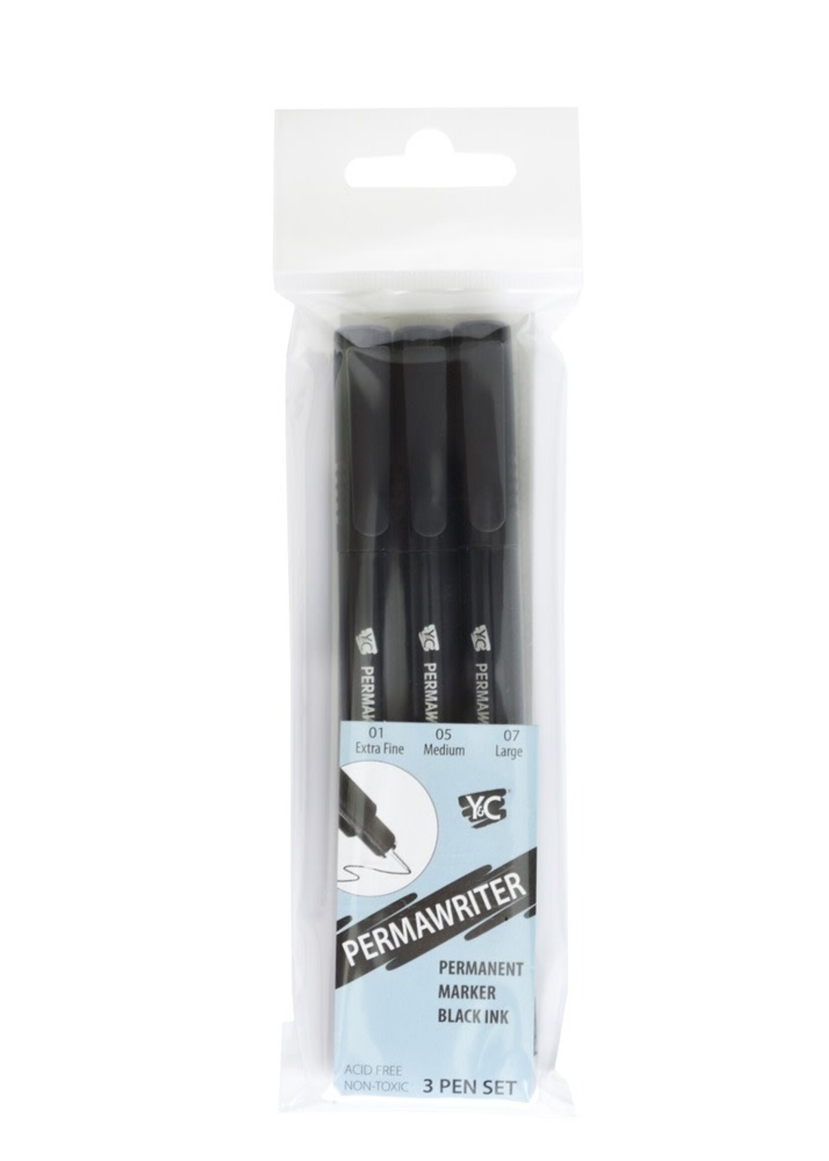 Yasutomo Permawriter Permanent Marker, Black (3 sizes)