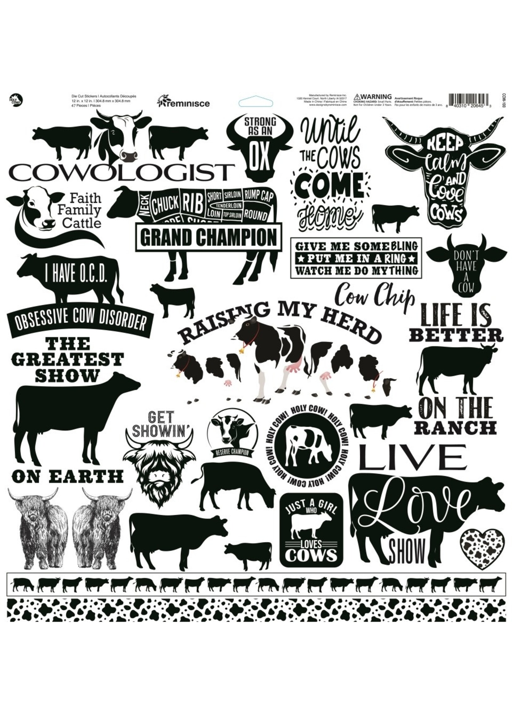 Reminisce 12x12 Sticker Page, Holy Cow