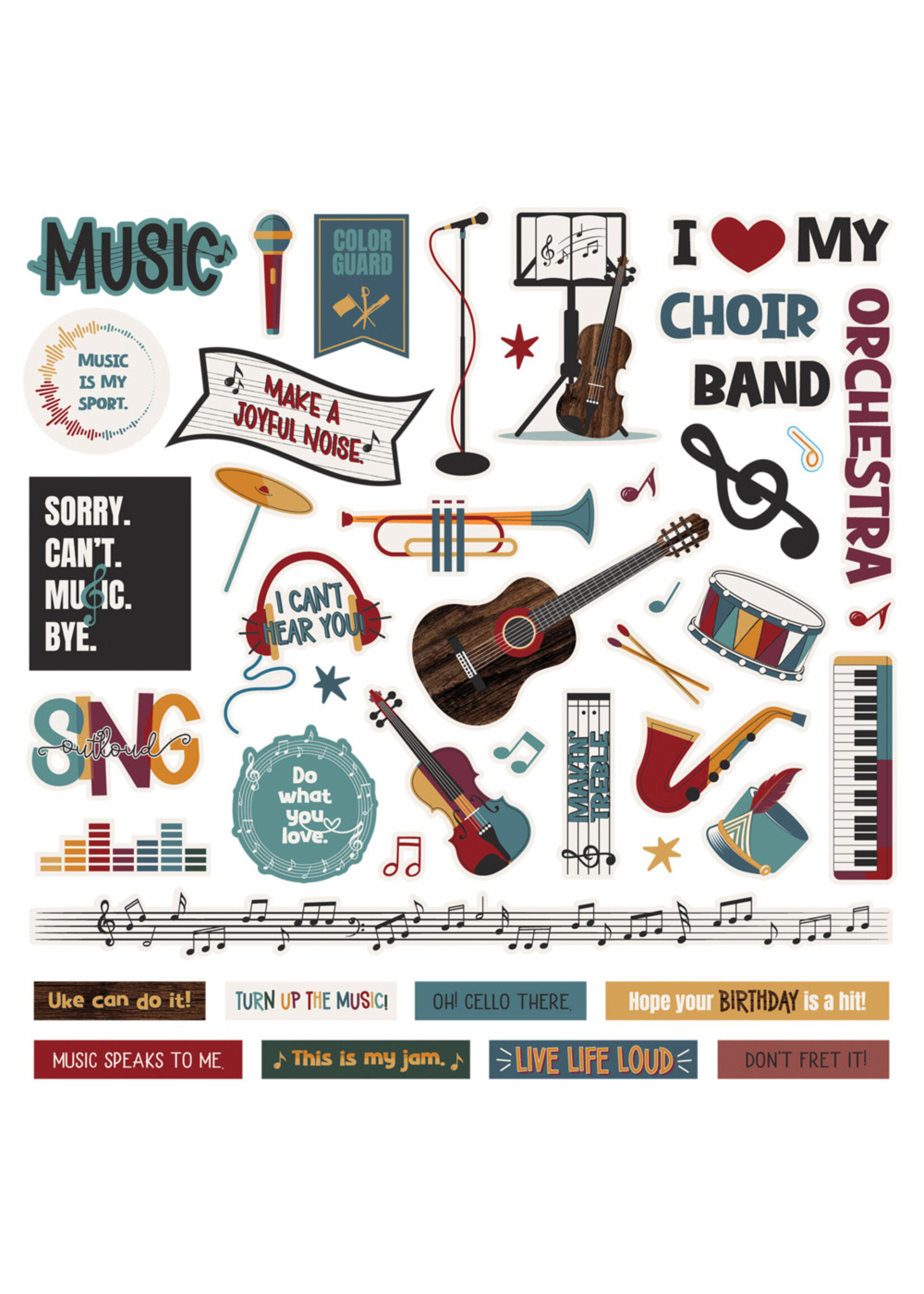 PhotoPlay PP 12x12 Element Sticker Sheet, Music Notes