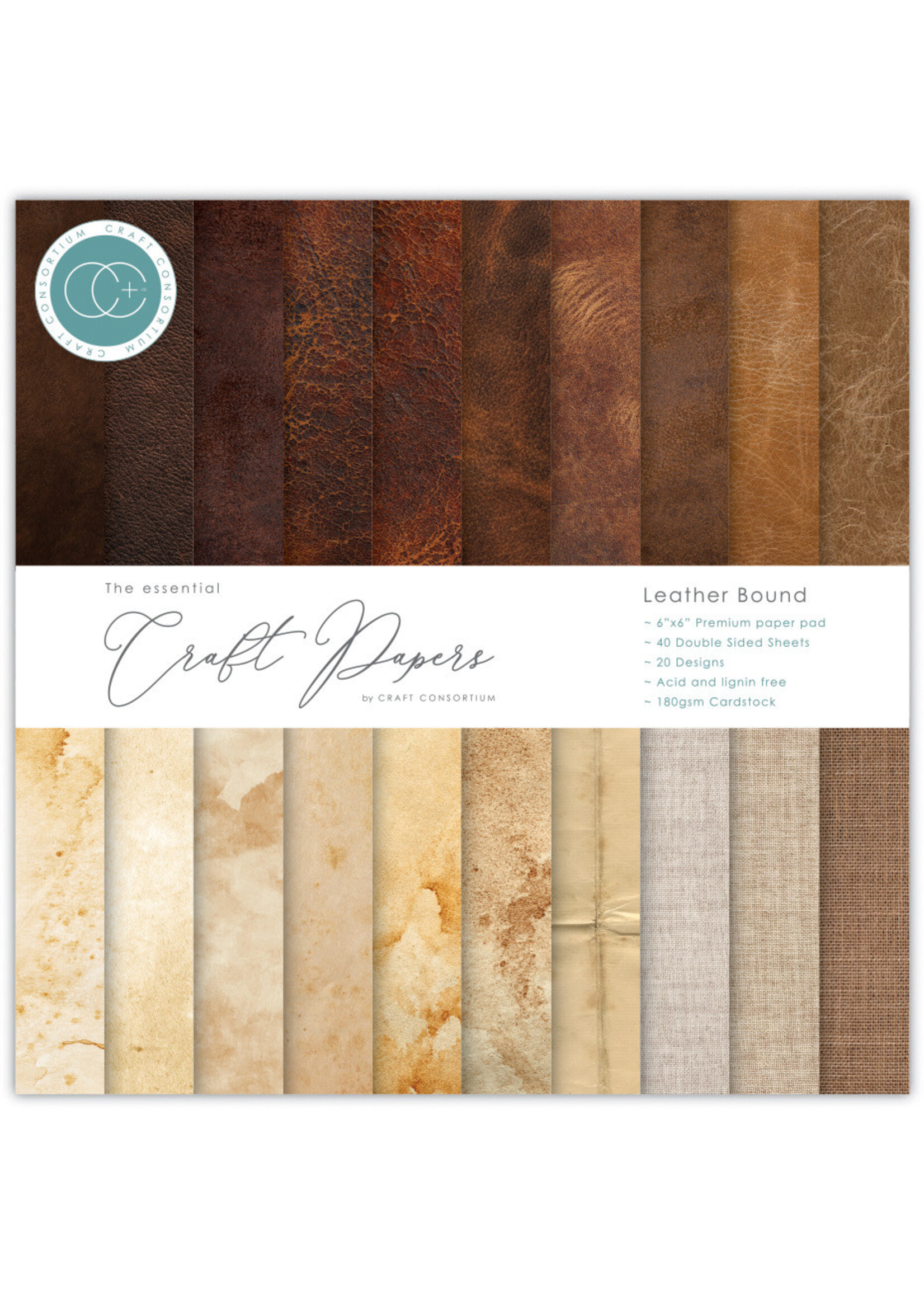 Craft Consortium CC 6x6 Premium Paper Pad, Leather Bound