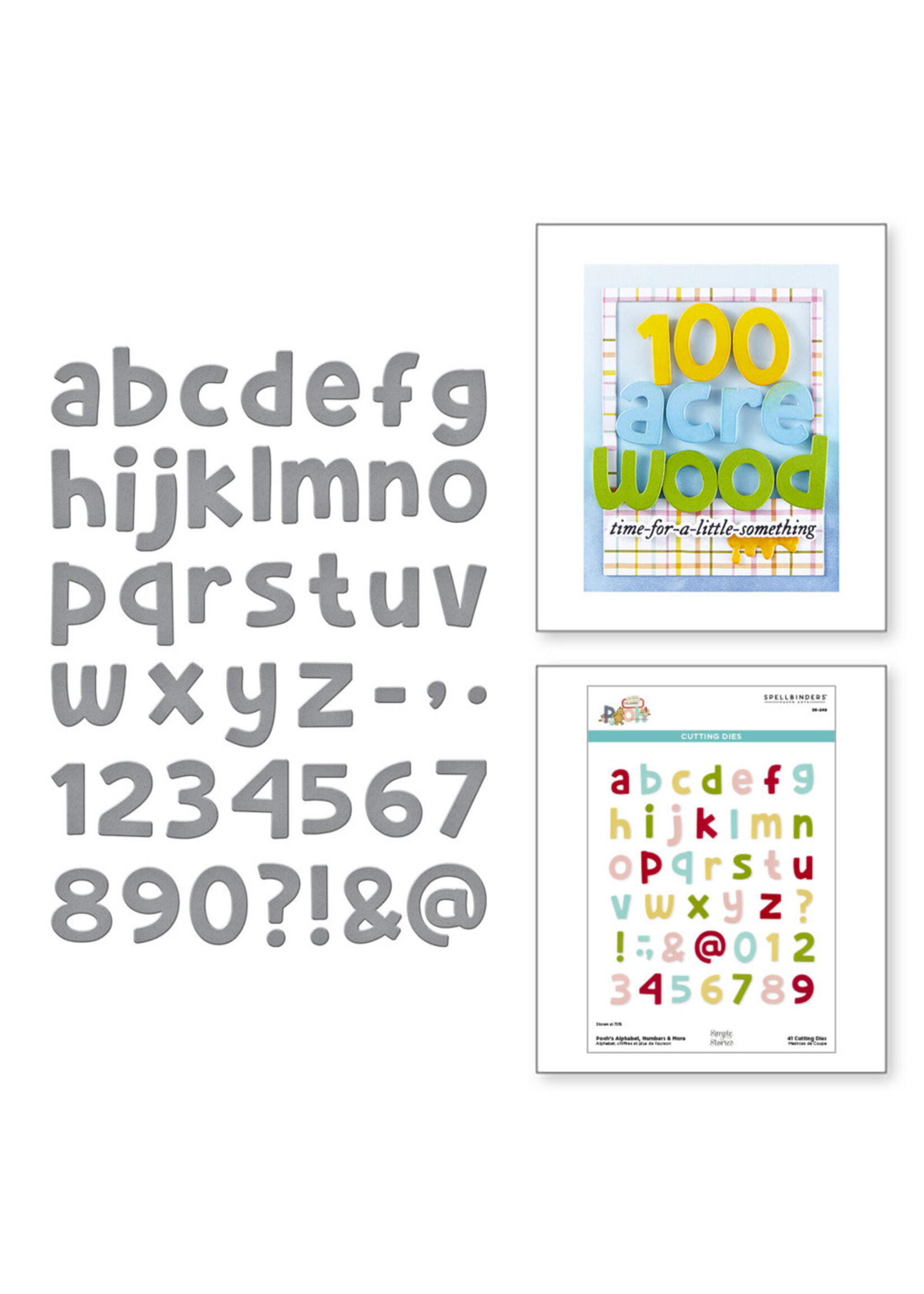 Spellbinders Die, Pooh's Alphabet, Numbers & More Etched from the Say Cheese Collection