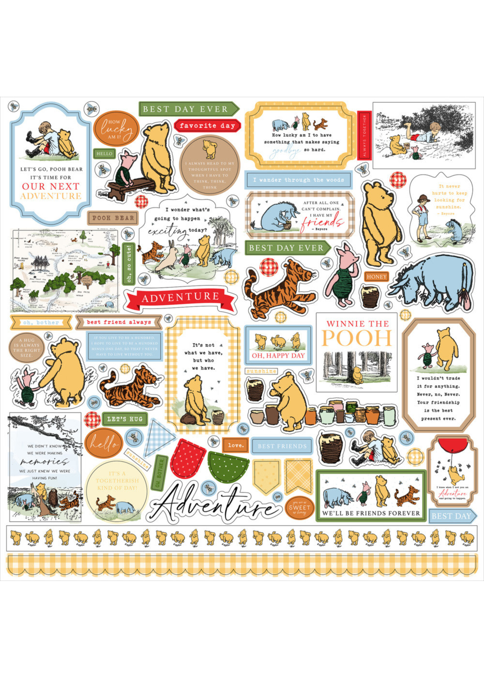 Echo Park 12x12 Element Sticker Sheet, The House at Pooh Corner