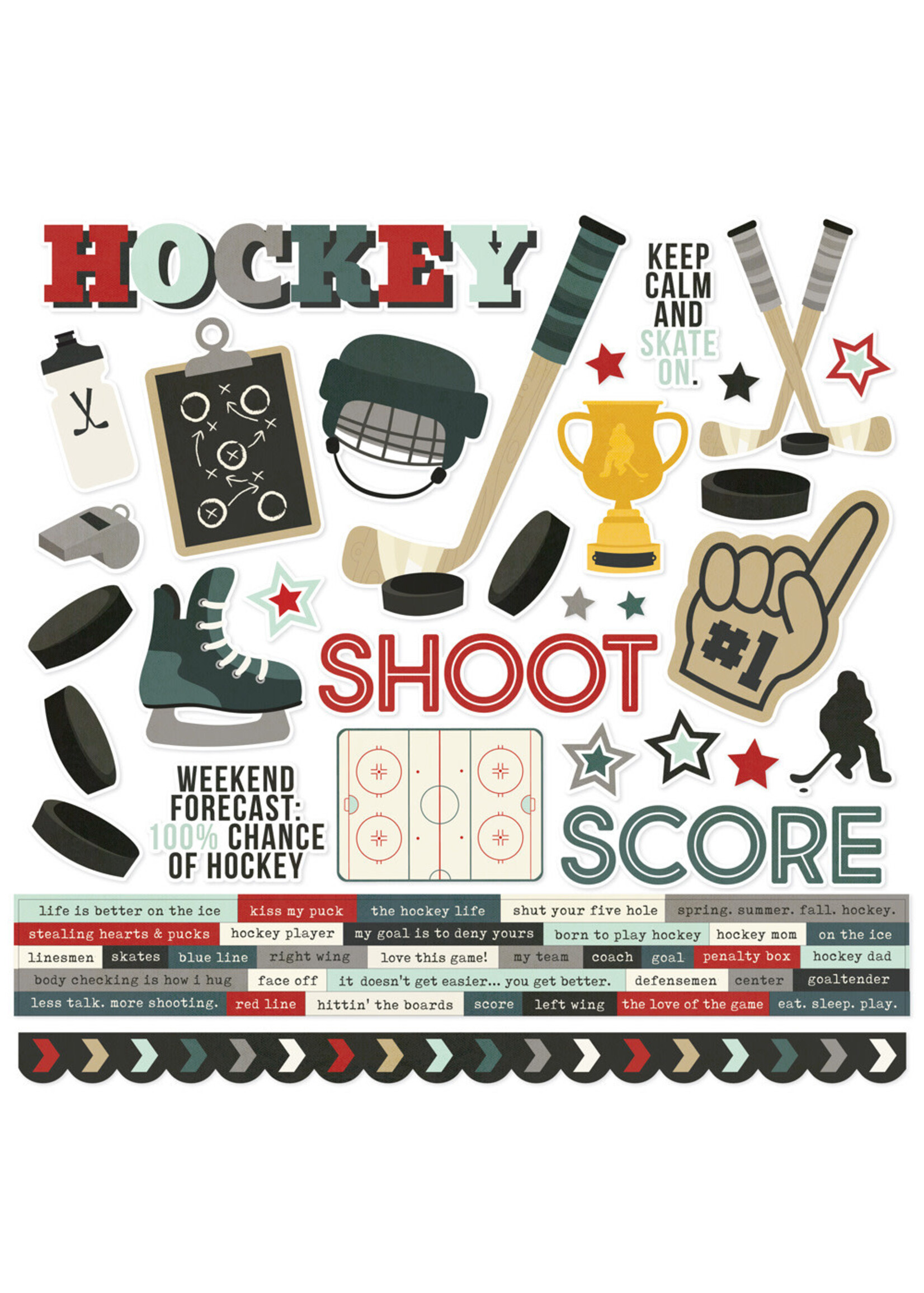 Simple Stories 12x12 Cardstock Sticker, Hockey