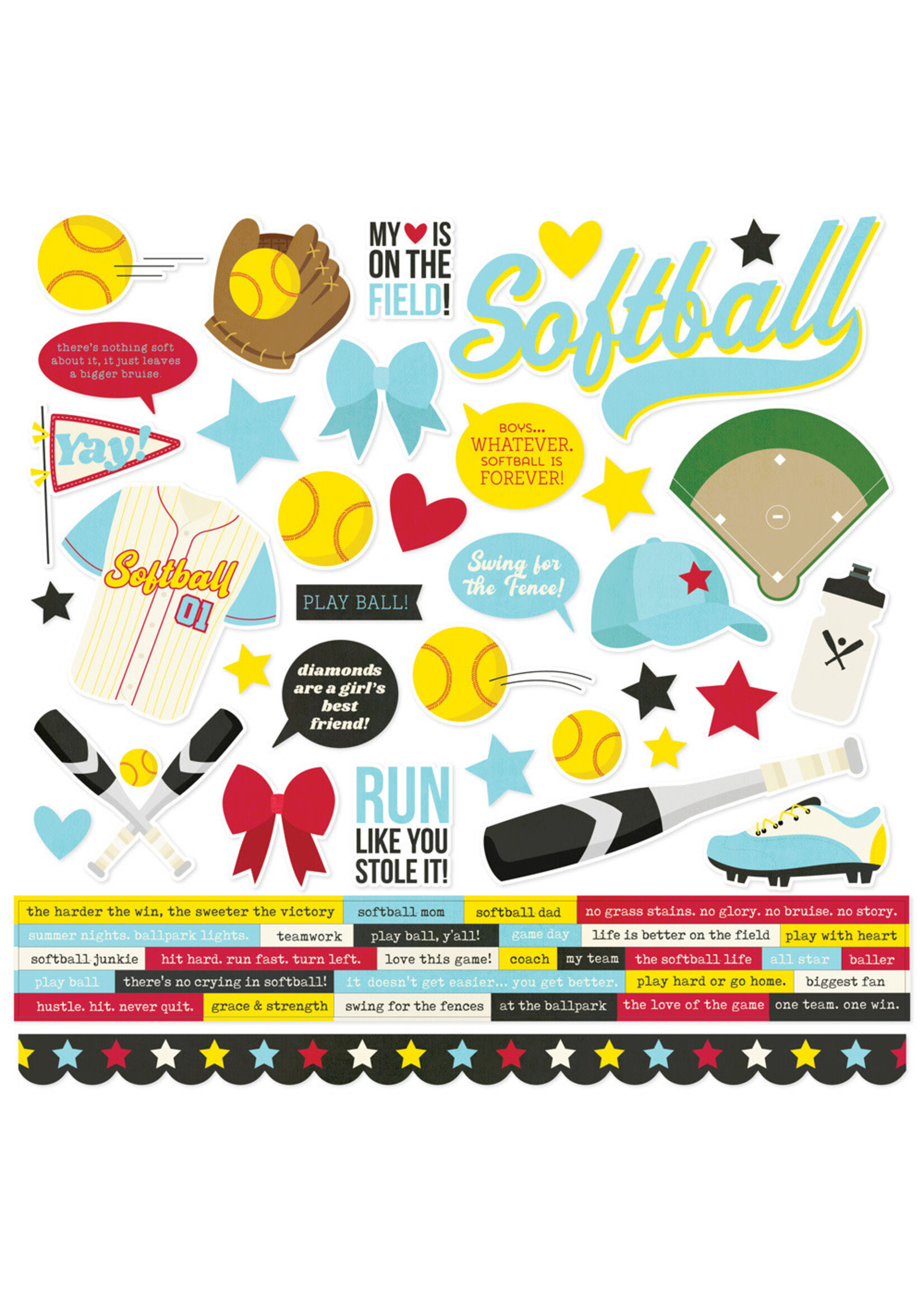 Simple Stories 12x12 Cardstock Stickers, Softball