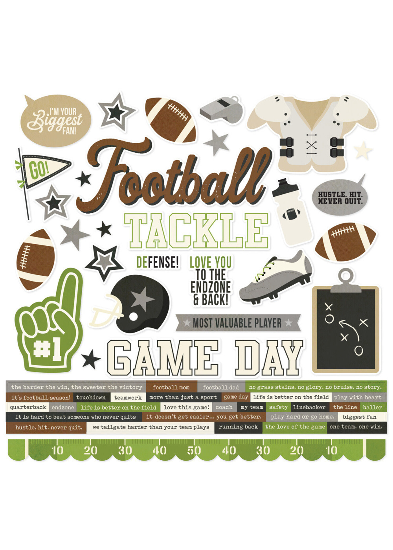 Simple Stories 12x12 Cardstock Stickers, Football