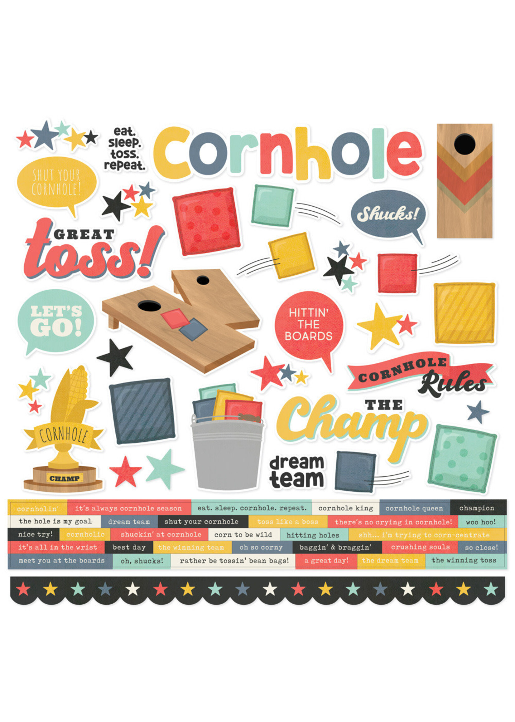 Simple Stories Simple Stories 12x12 Cardstock Stickers, Cornhole