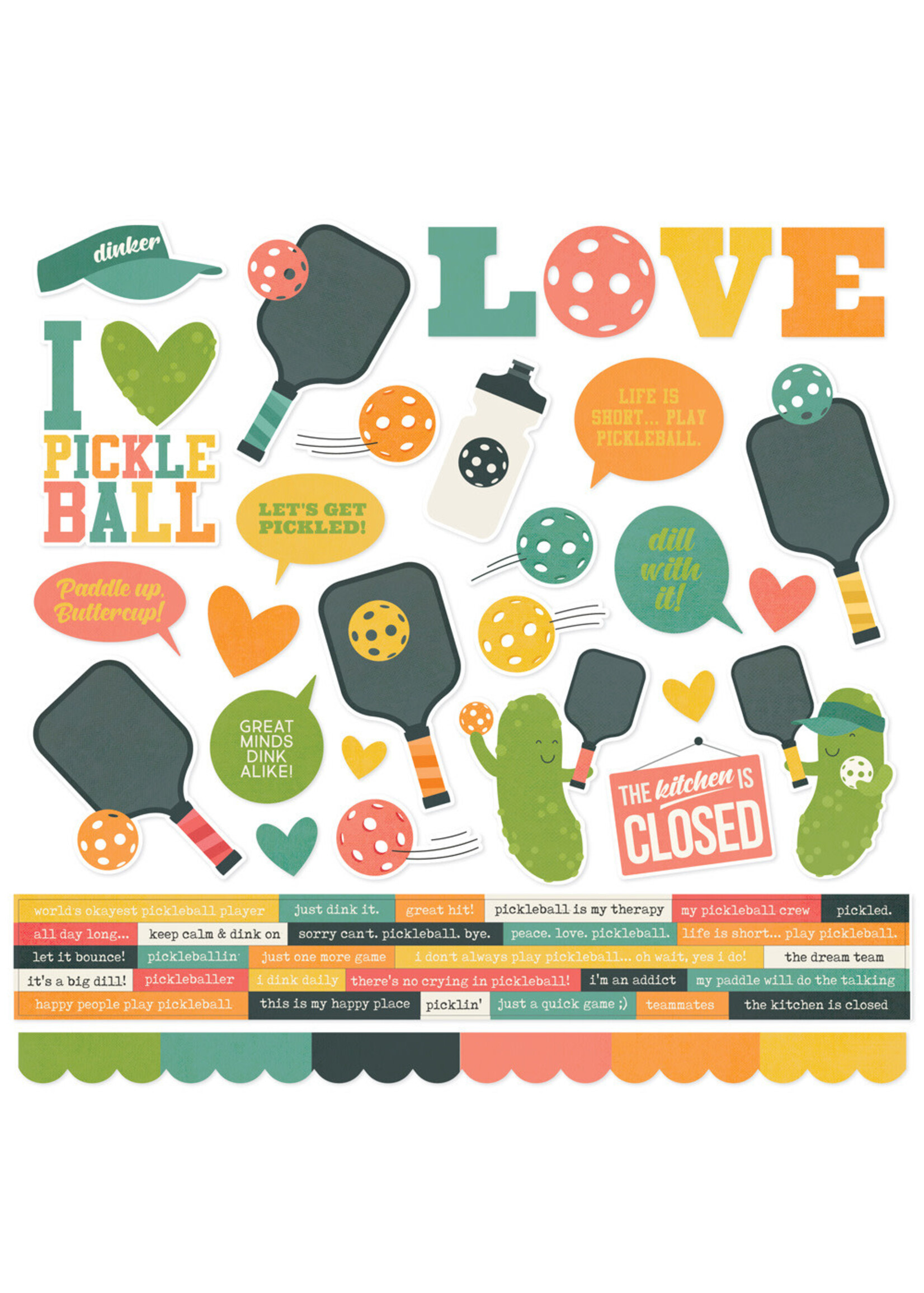 Simple Stories 12x12 Cardstock Stickers, Pickleball