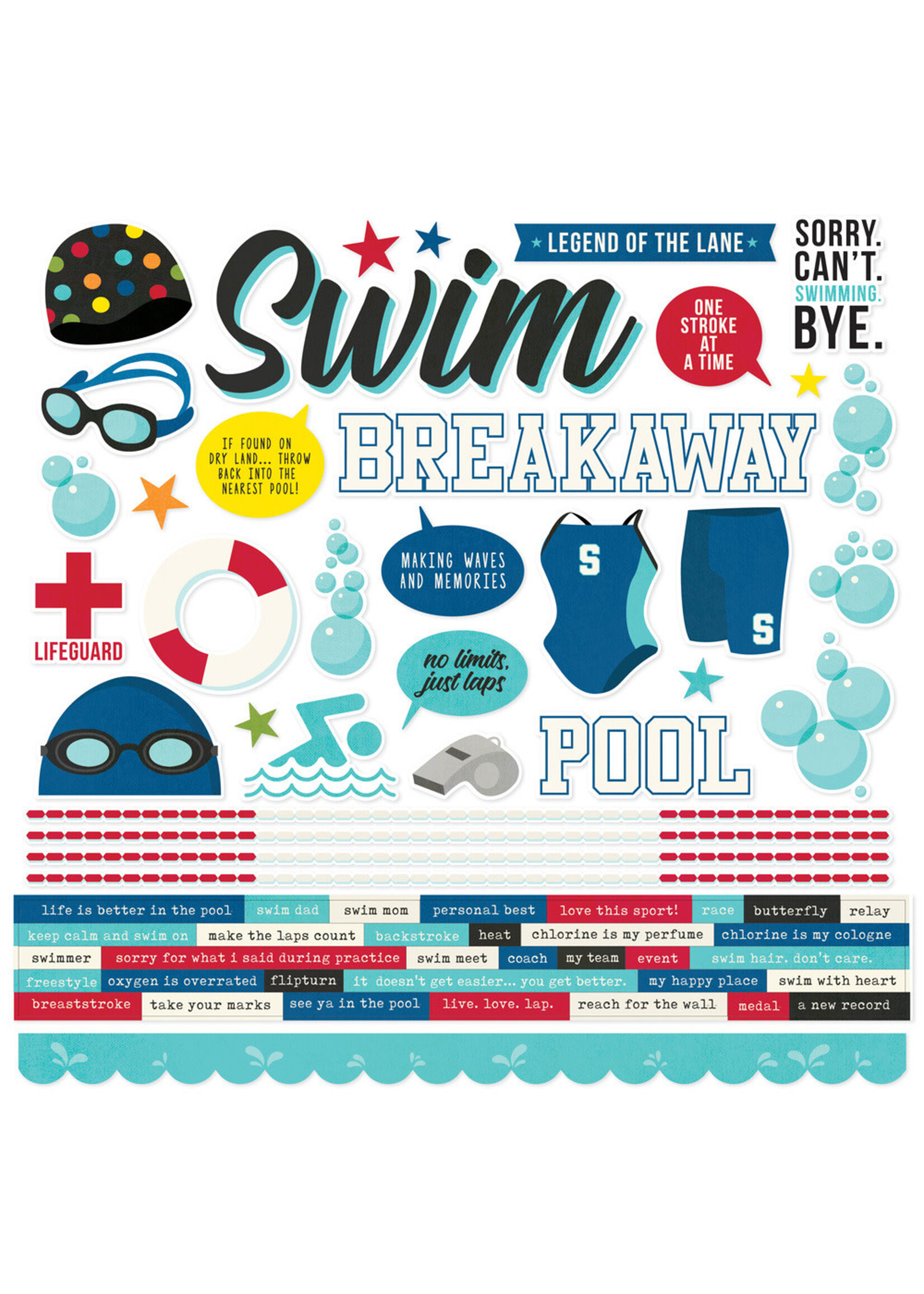 Simple Stories 12x12 Cardstock Stickers, Swim