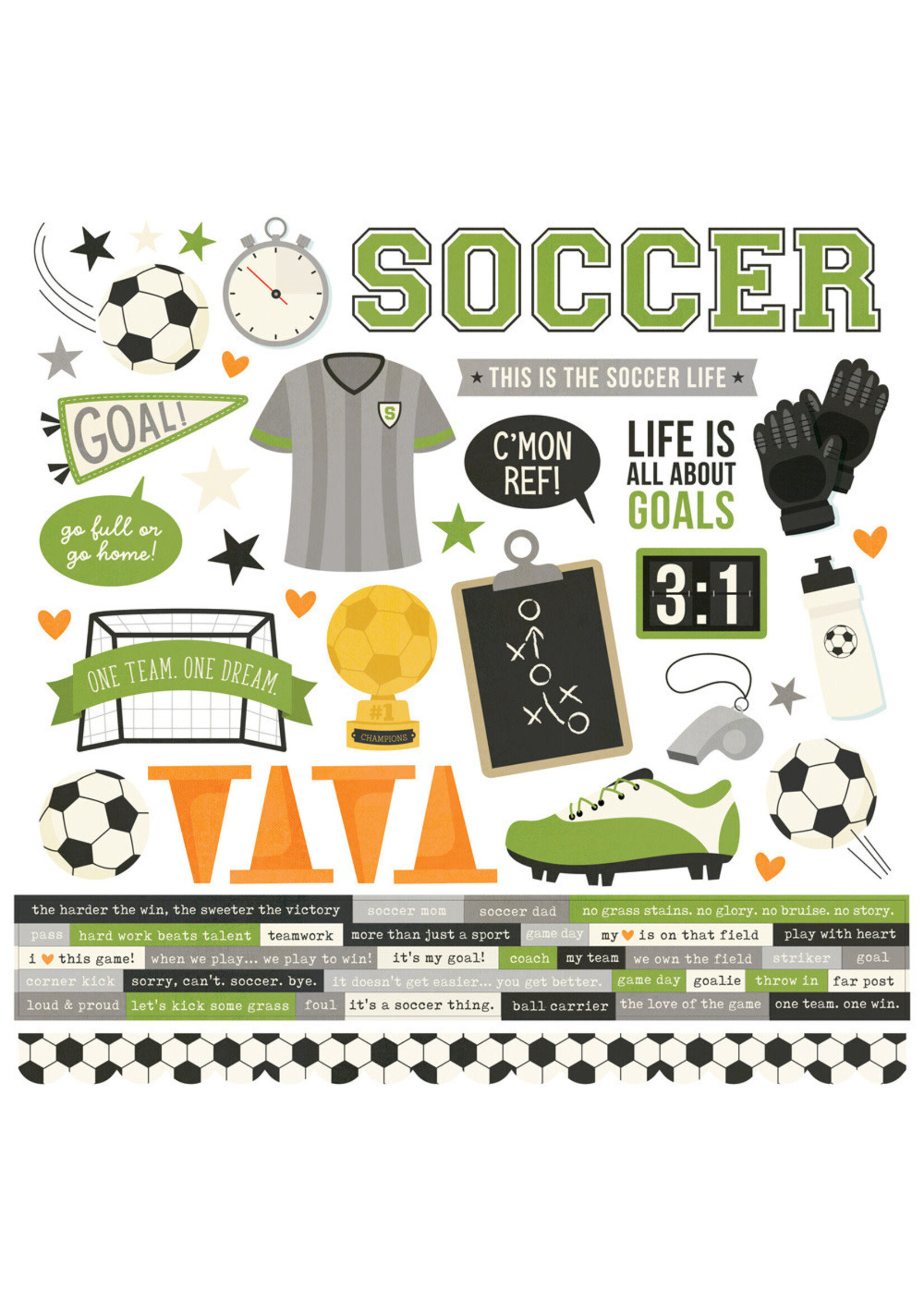 Simple Stories 12x12 Cardstock Stickers, Soccer