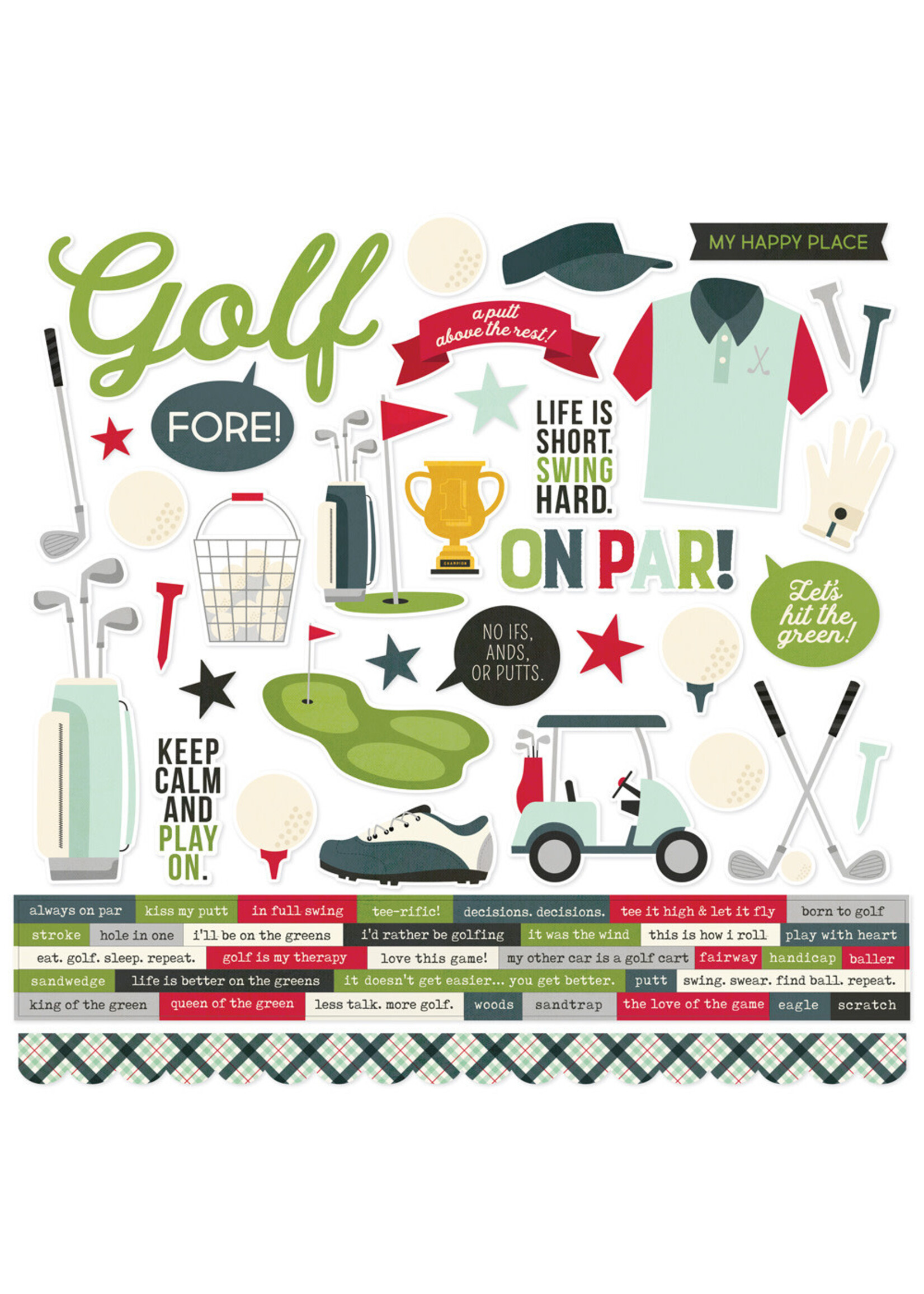 Simple Stories 12x12 Cardstock Stickers, Golf