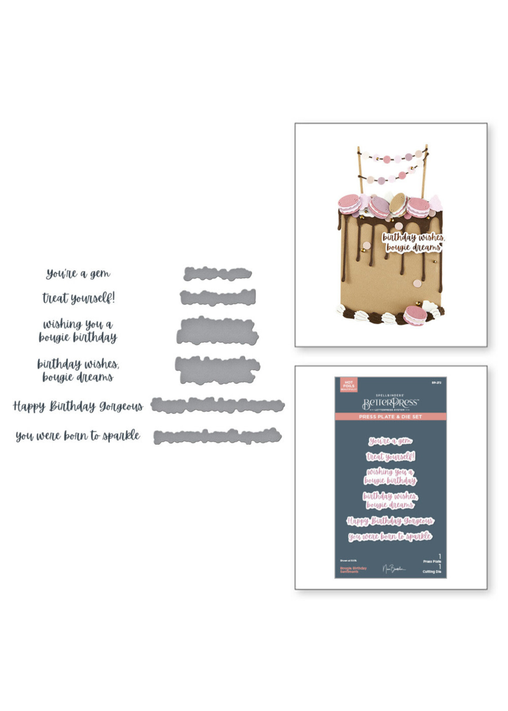Spellbinders Press Plate & Die, Bougie Birthday Sentiments