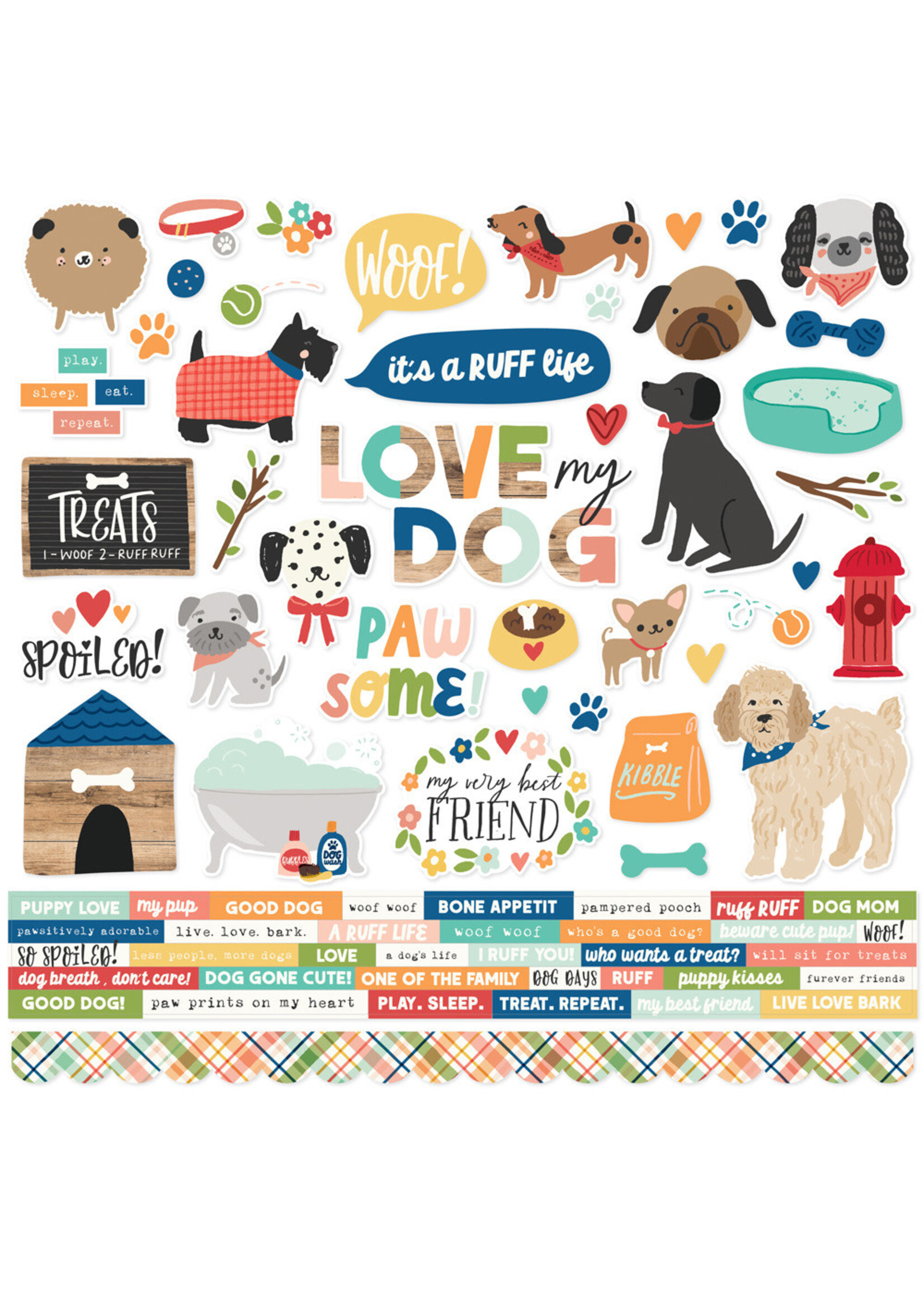 Simple Stories 12x12 Cardstock Sticker Sheet, Fur Baby Dog