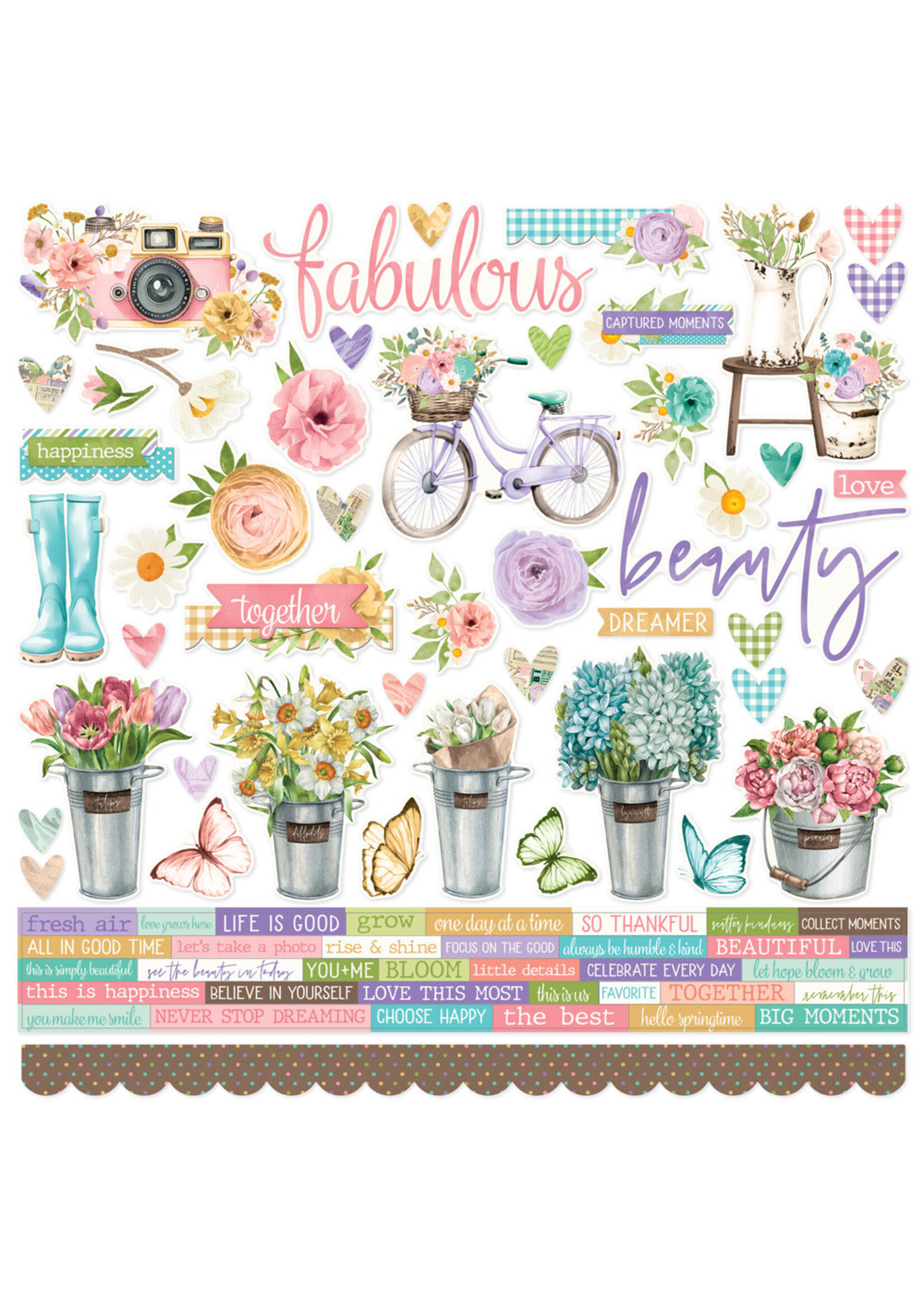 Simple Stories Cardstock Sticker Sheet, Simple Vintage Flower Shoppe