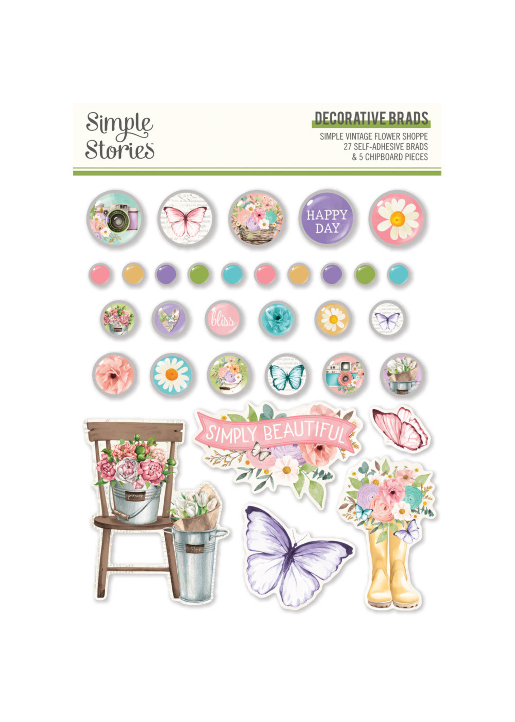 Simple Stories Decorative Brads, Simple Vintage Flower Shoppe