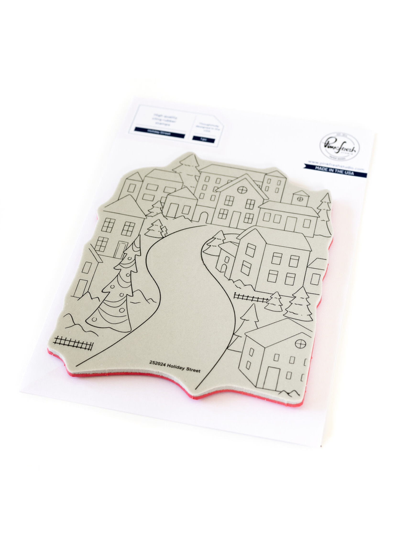 Pink Fresh Studio PFS Stamp/Stencil/Press Plate Bundle, Holiday Street