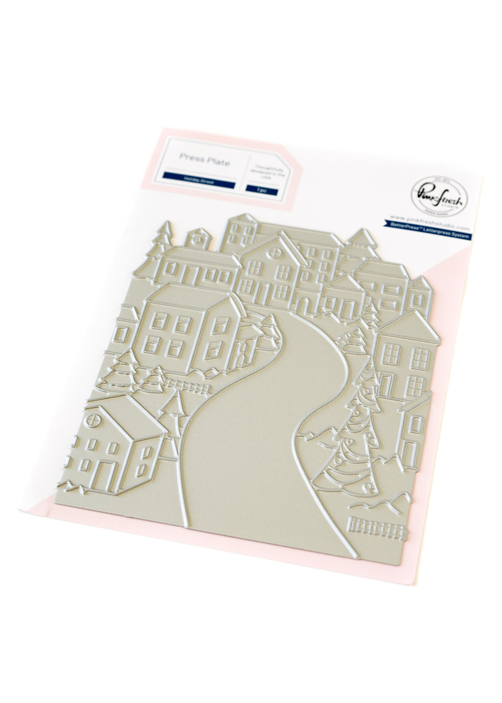 Pink Fresh Studio PFS Stamp/Stencil/Press Plate Bundle, Holiday Street
