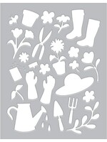 Hero  Arts Bundle, Cover Plate Die & Stamp Gardening Tools & Flowers