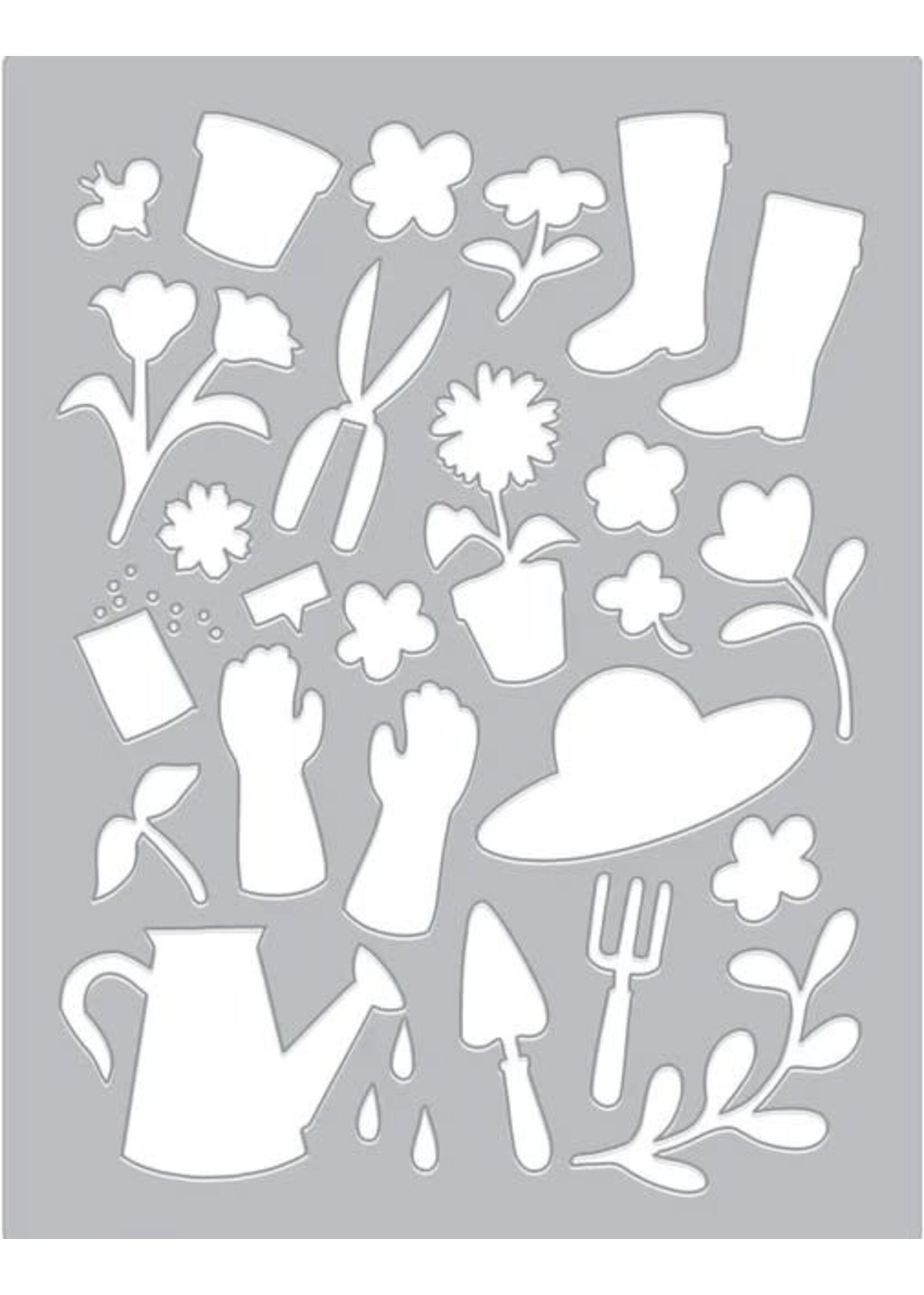 Hero  Arts Bundle, Cover Plate Die & Stamp Gardening Tools & Flowers
