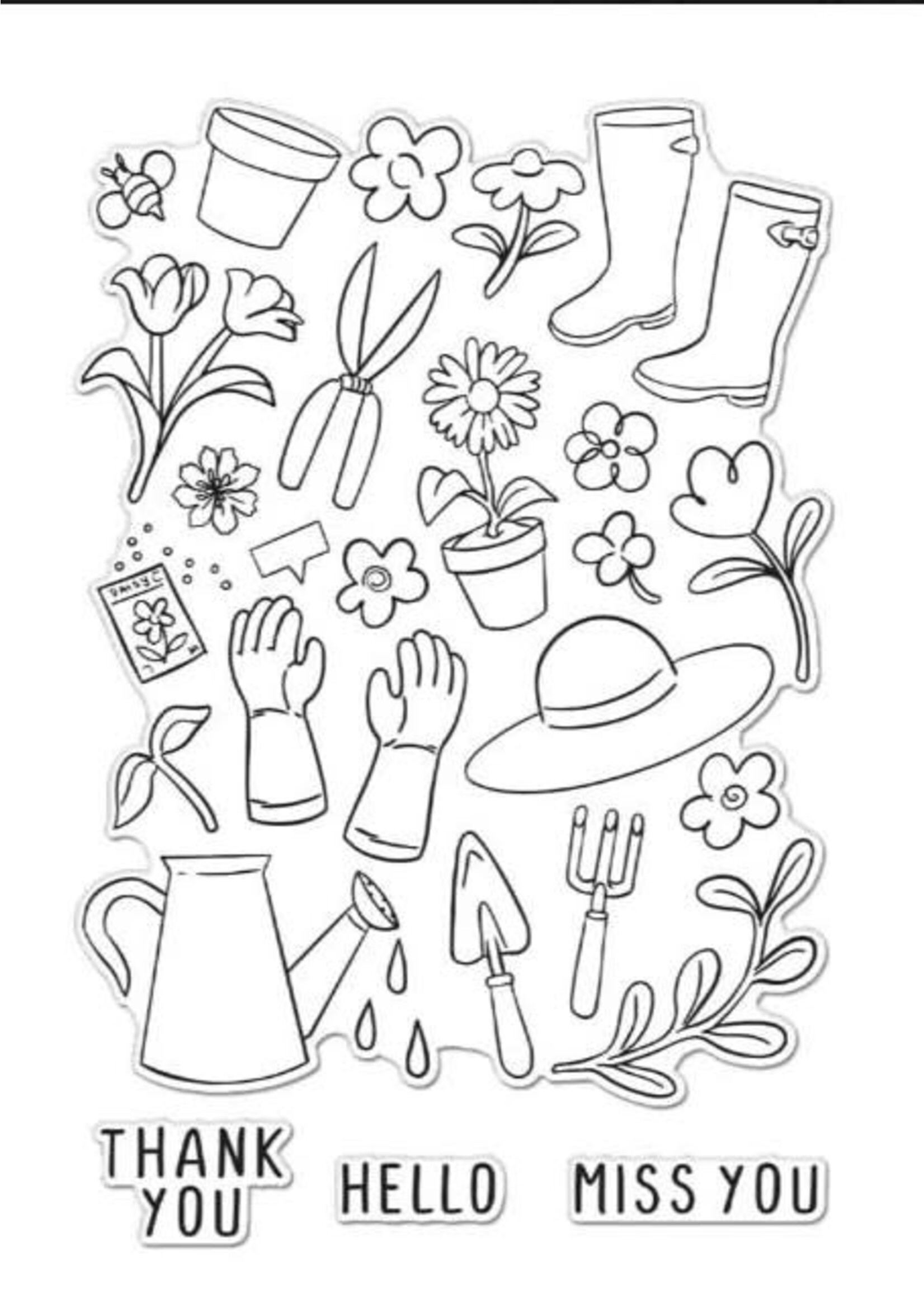 Hero  Arts Bundle, Cover Plate Die & Stamp Gardening Tools & Flowers