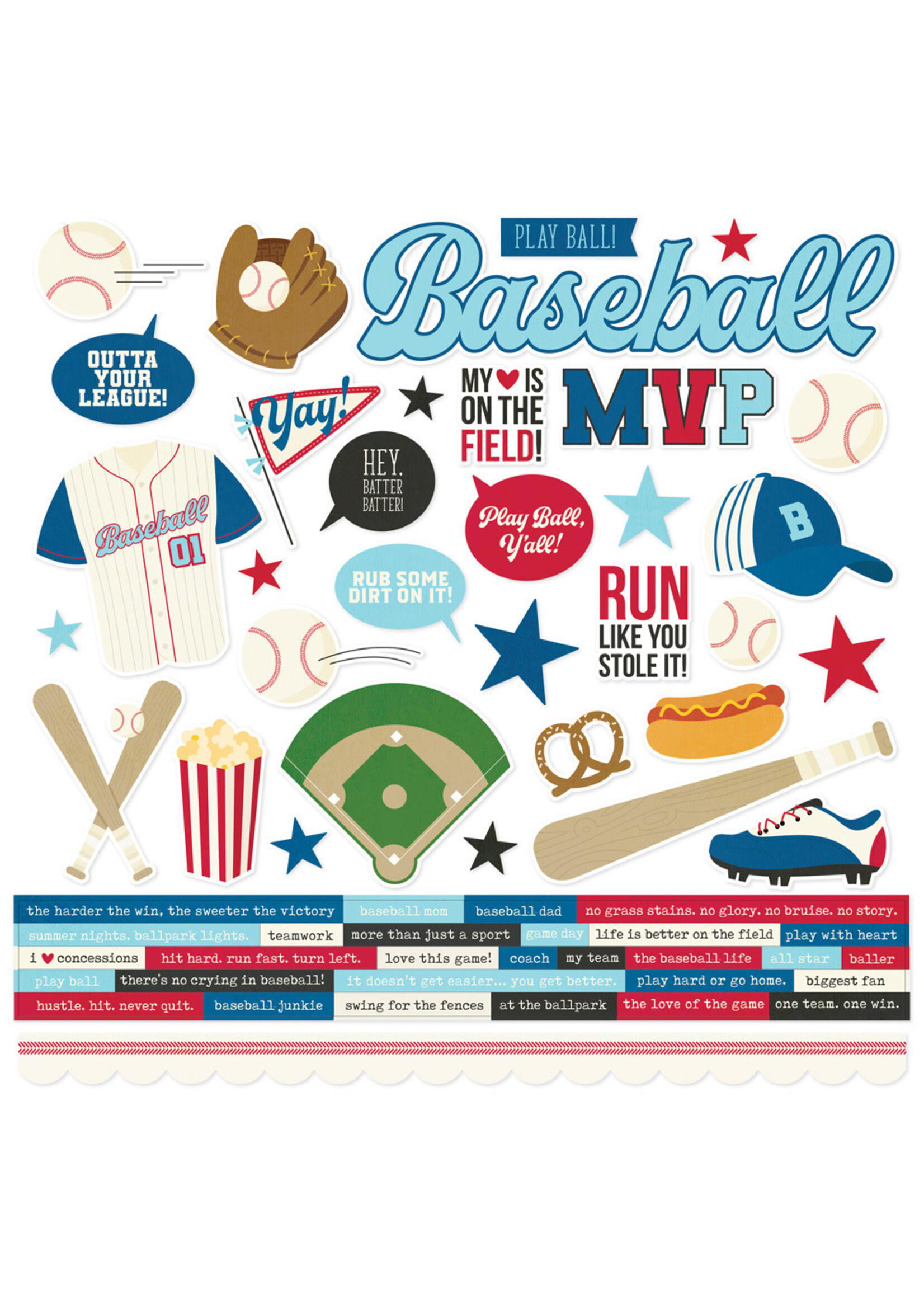 Simple Stories 12x12 Cardstock Sticker Sheet, Baseball