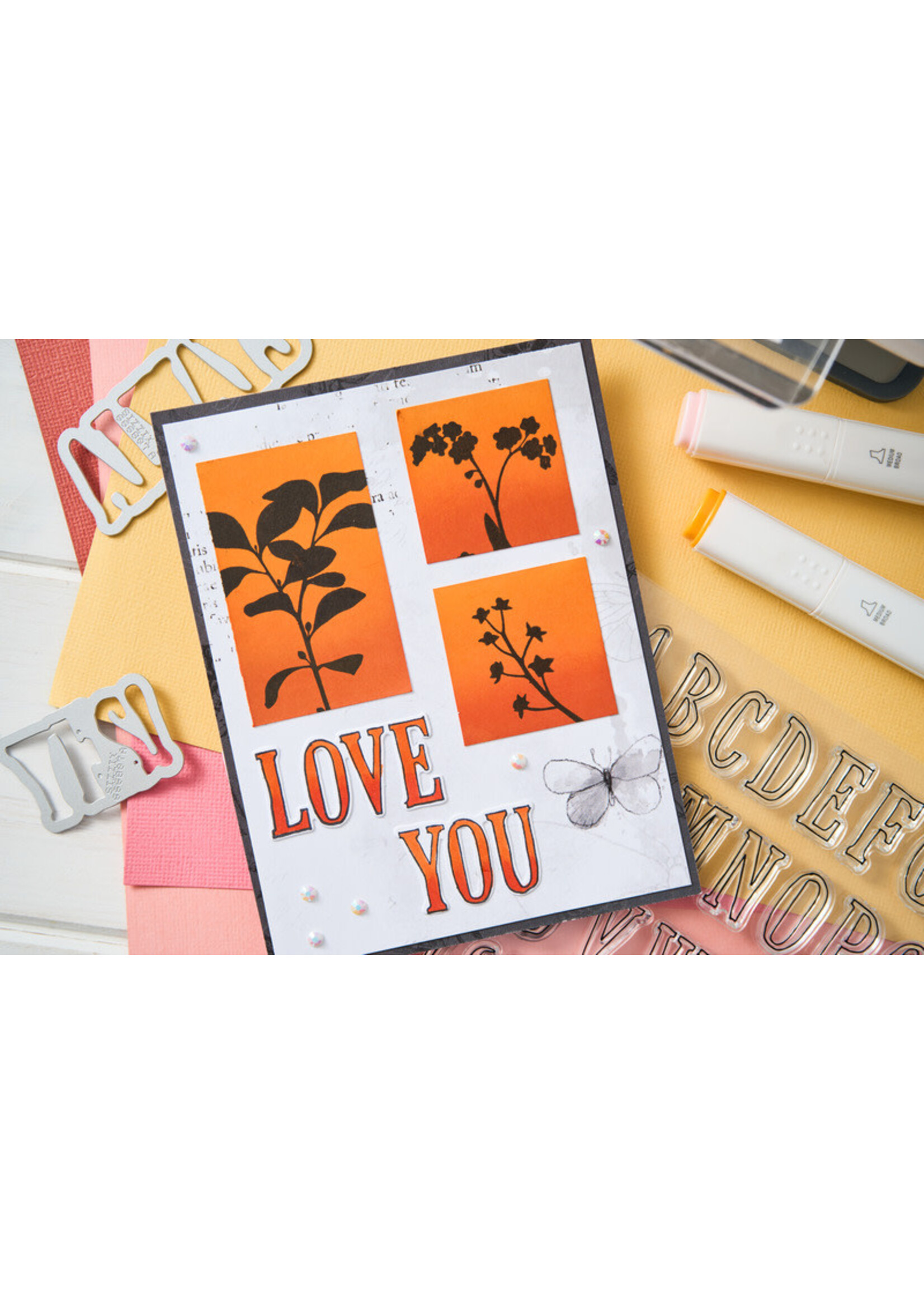 Sizzix 49 and Market Stamp w/Framelits, Fine Line Alpha 01